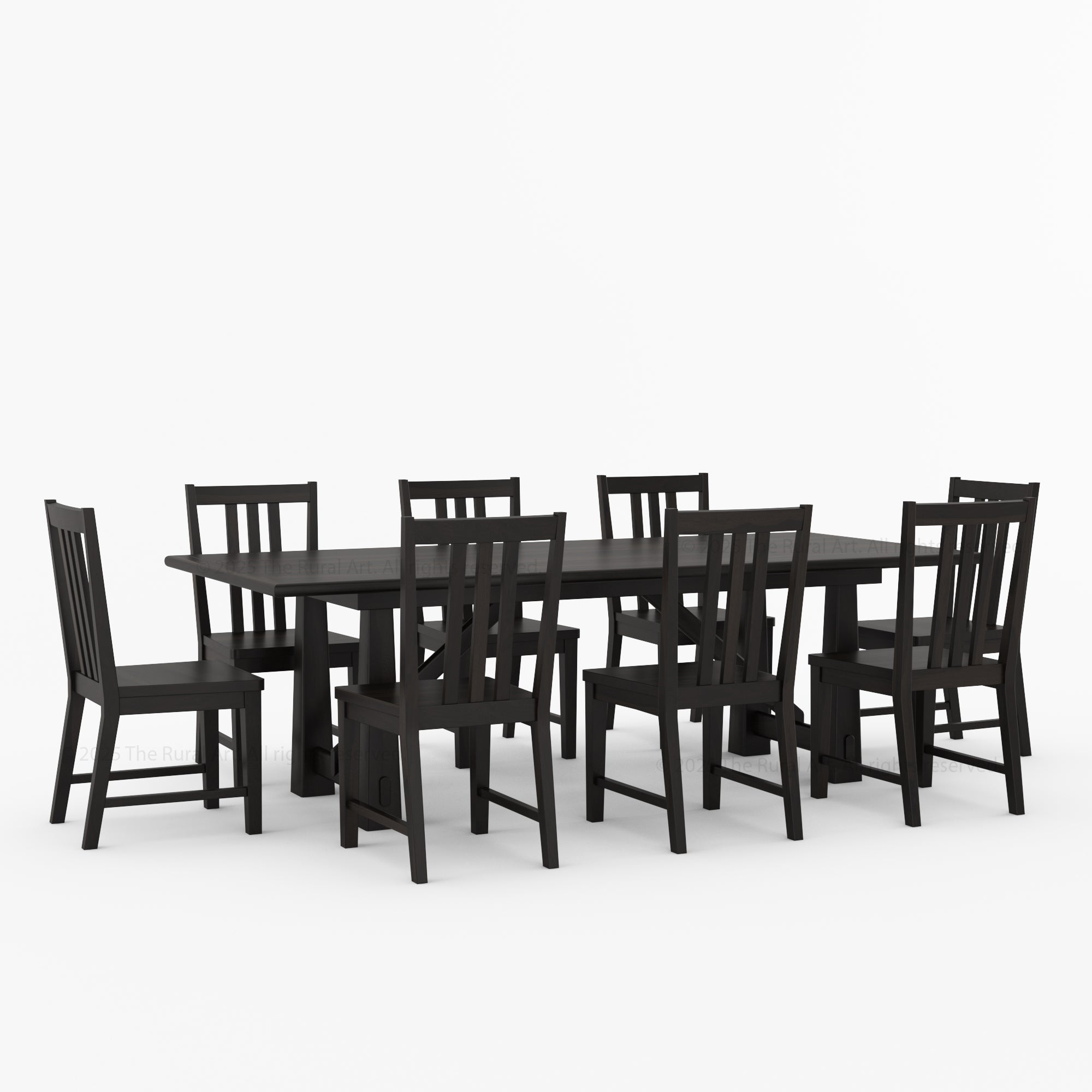 Shelbyville Solid Wood Farmhouse Dining Table & Slatted-Back Chair Set