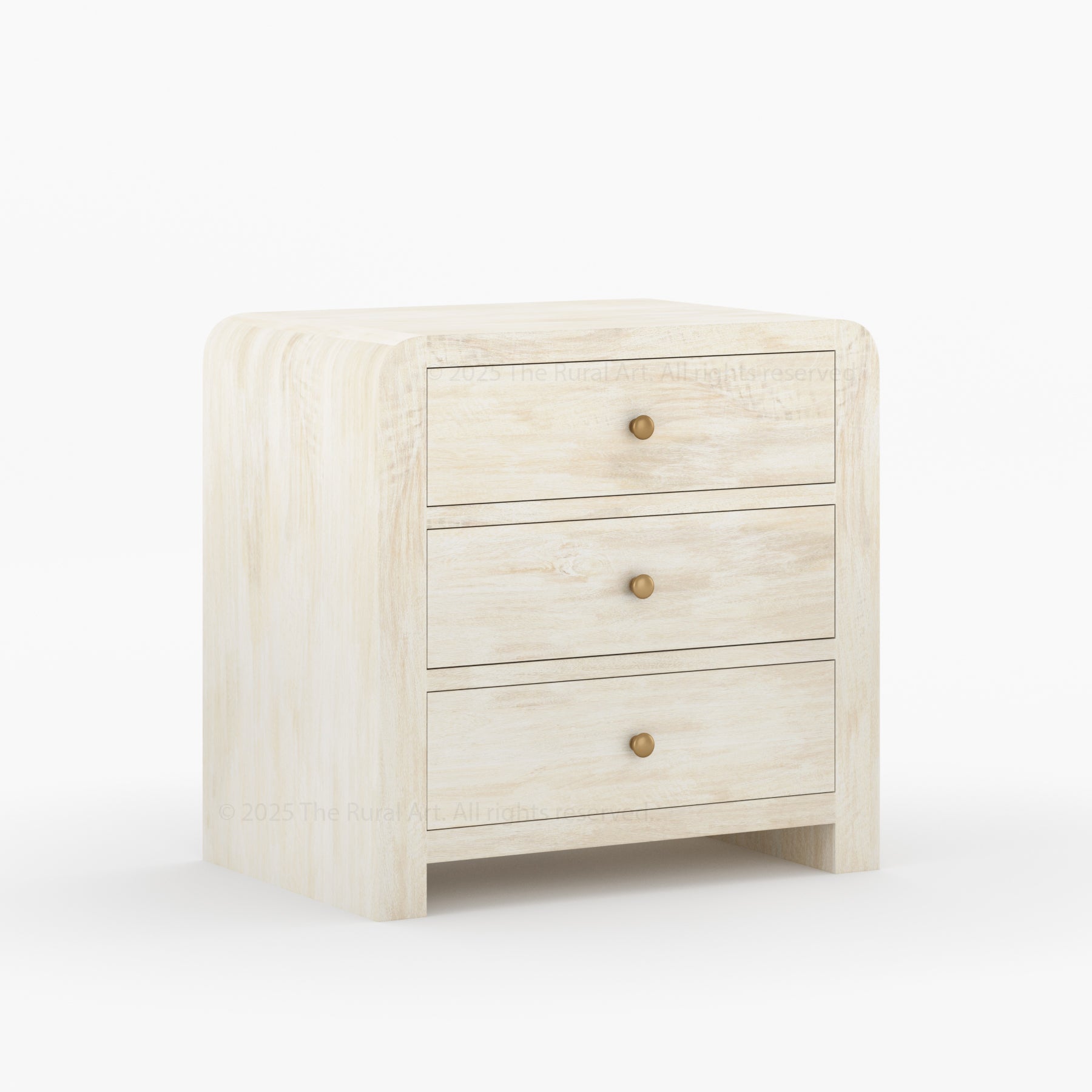 Garland Solid Wood 3-Drawer Nightstand Modern Rounded Edge Bedside
