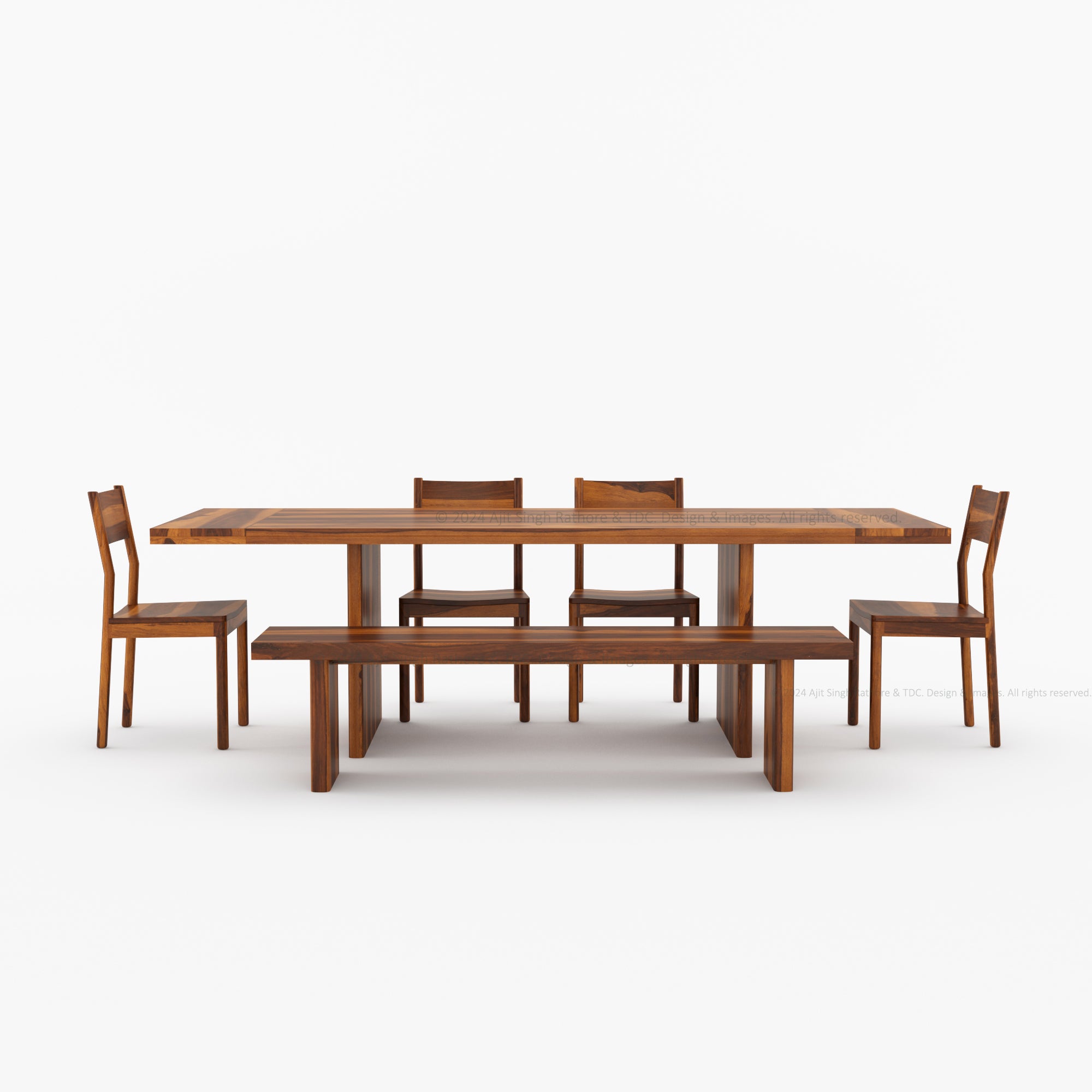Charlotte Rustic Solid Wood Dining Table and Chair Set