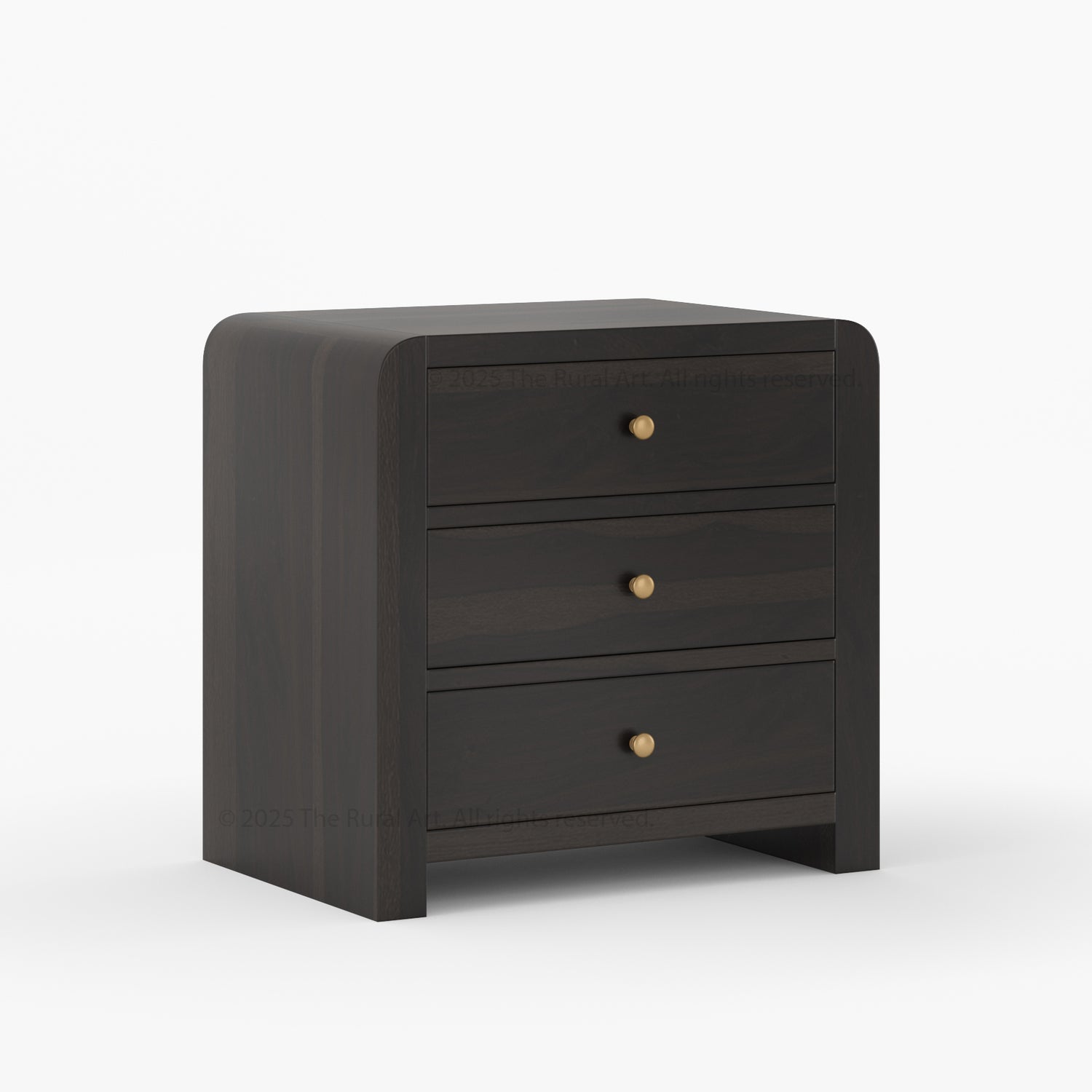 Garland Solid Wood 3-Drawer Nightstand Modern Rounded Edge Bedside