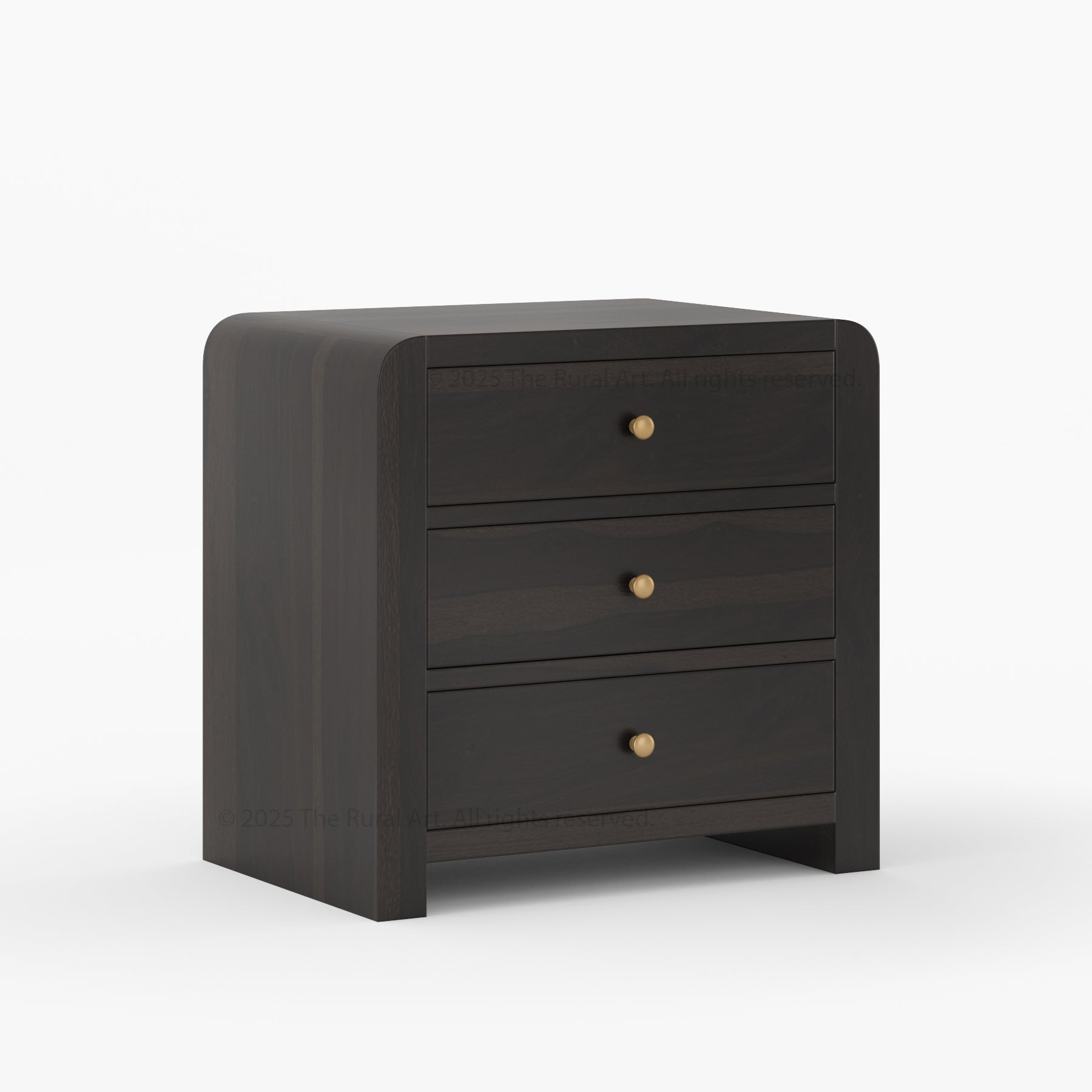 Garland Solid Wood 3-Drawer Nightstand Modern Rounded Edge Bedside