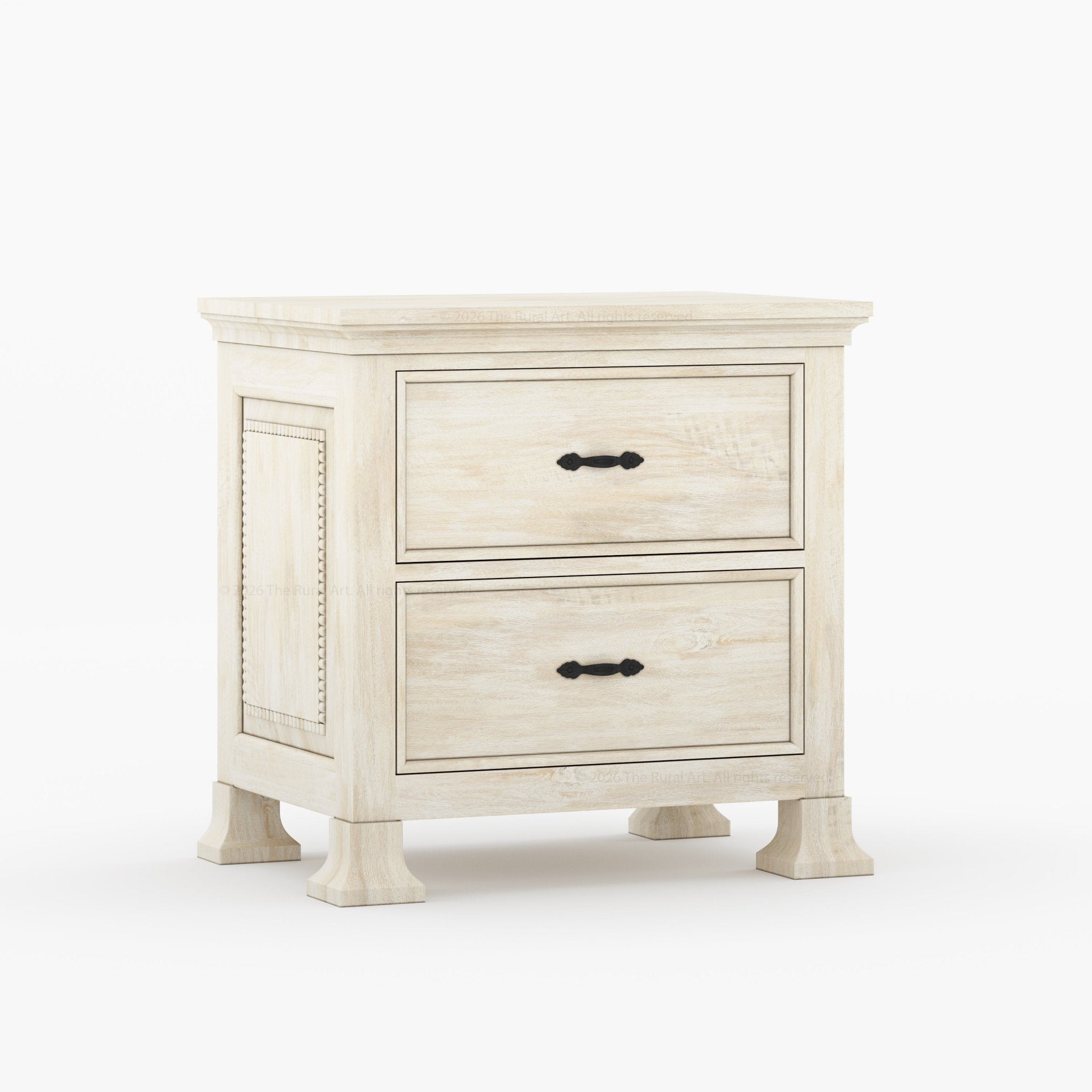 Prescott Grand Heritage Solid Wood Bedroom Set with Hand-Carved Bed & 2 Nightstands