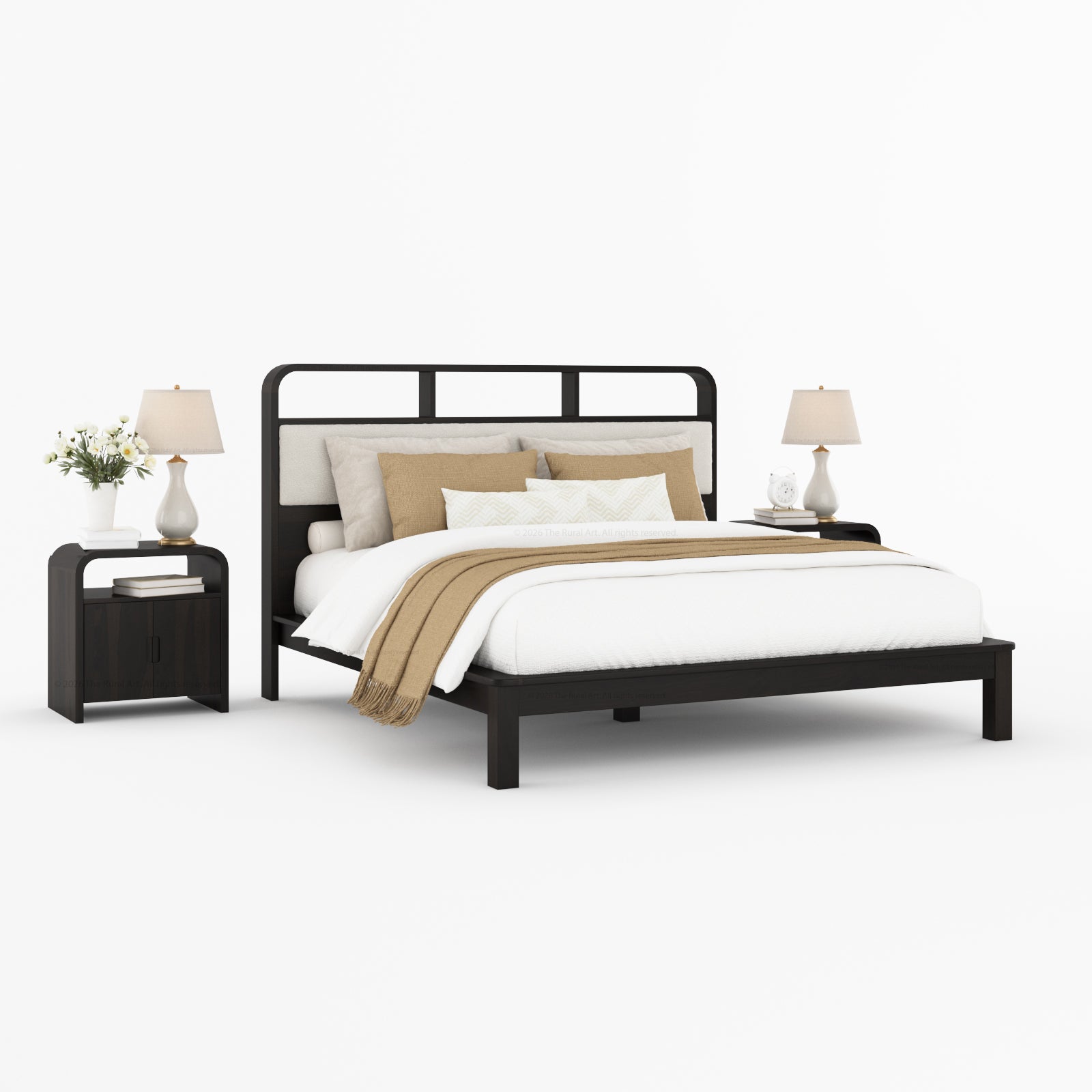Chico Solid Wood Platform Bed with Upholstered Display Headboard