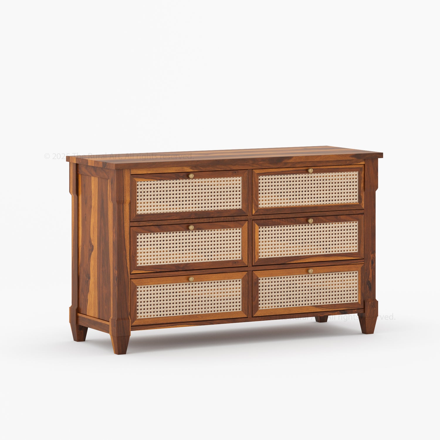 Hayward Solid Wood & Cane Six Drawer Dresser