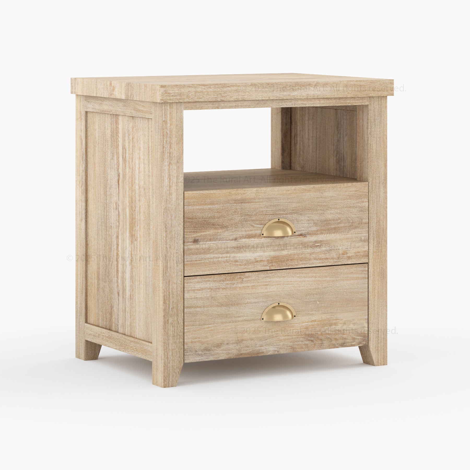 Baytown Solid Wood Nightstand with Drawer and Open Shelf