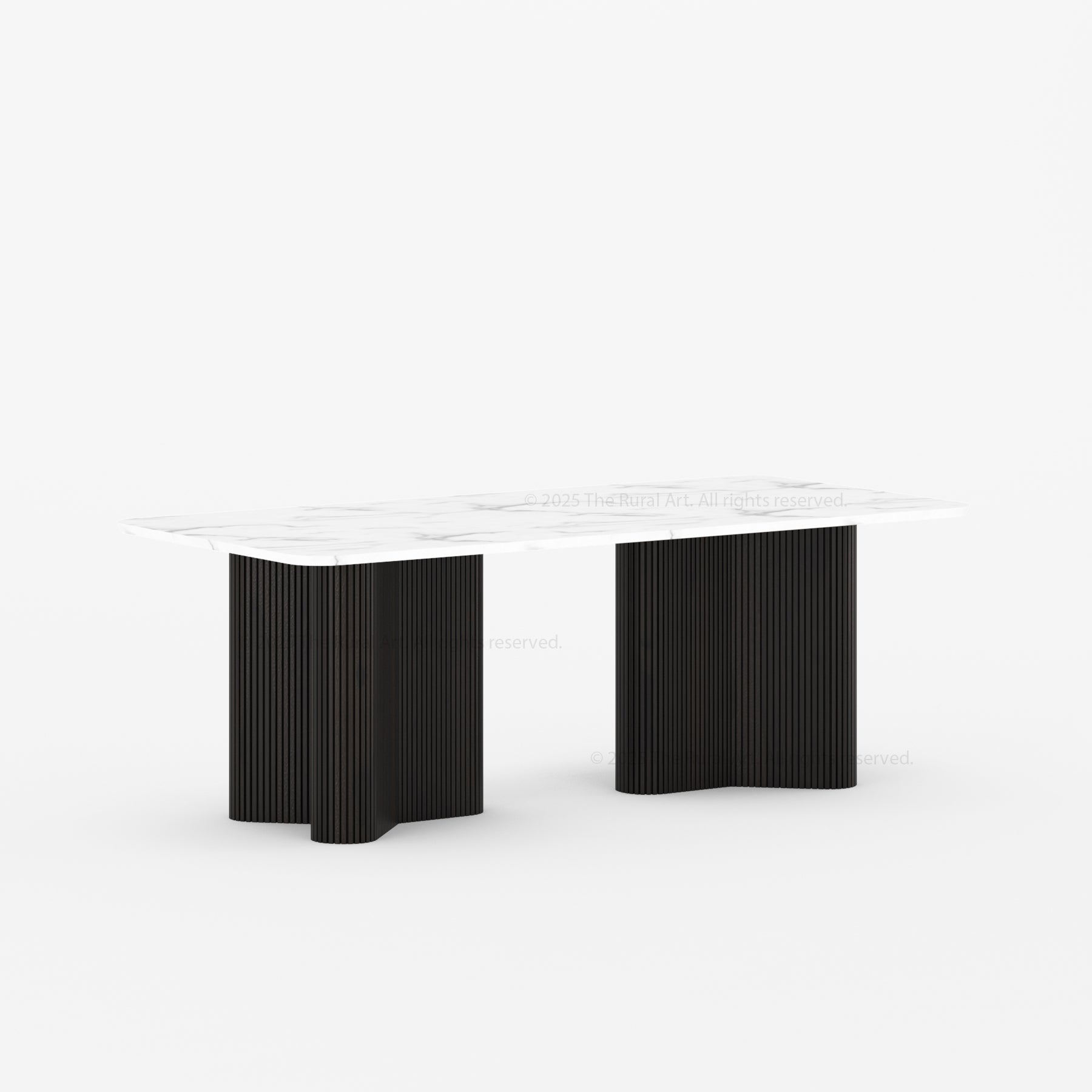 Valdez Fluted Solid Wood Dining Table with Wood or Marble Top