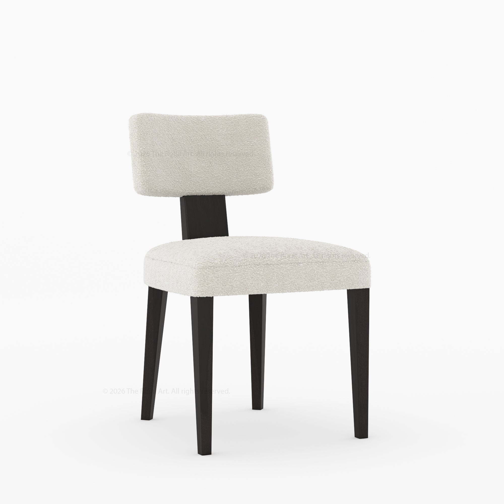 Selma Boucle Upholstered Dining Chair with Solid Wood Legs