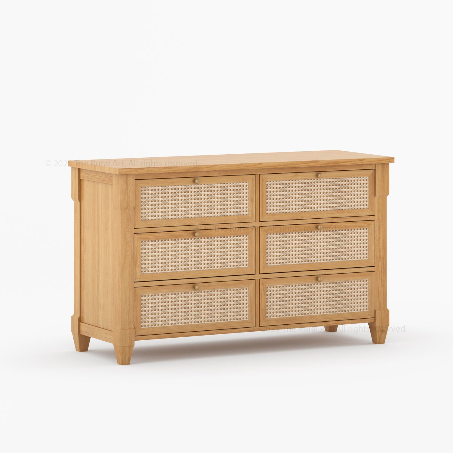 Hayward Solid Wood & Cane Six Drawer Dresser