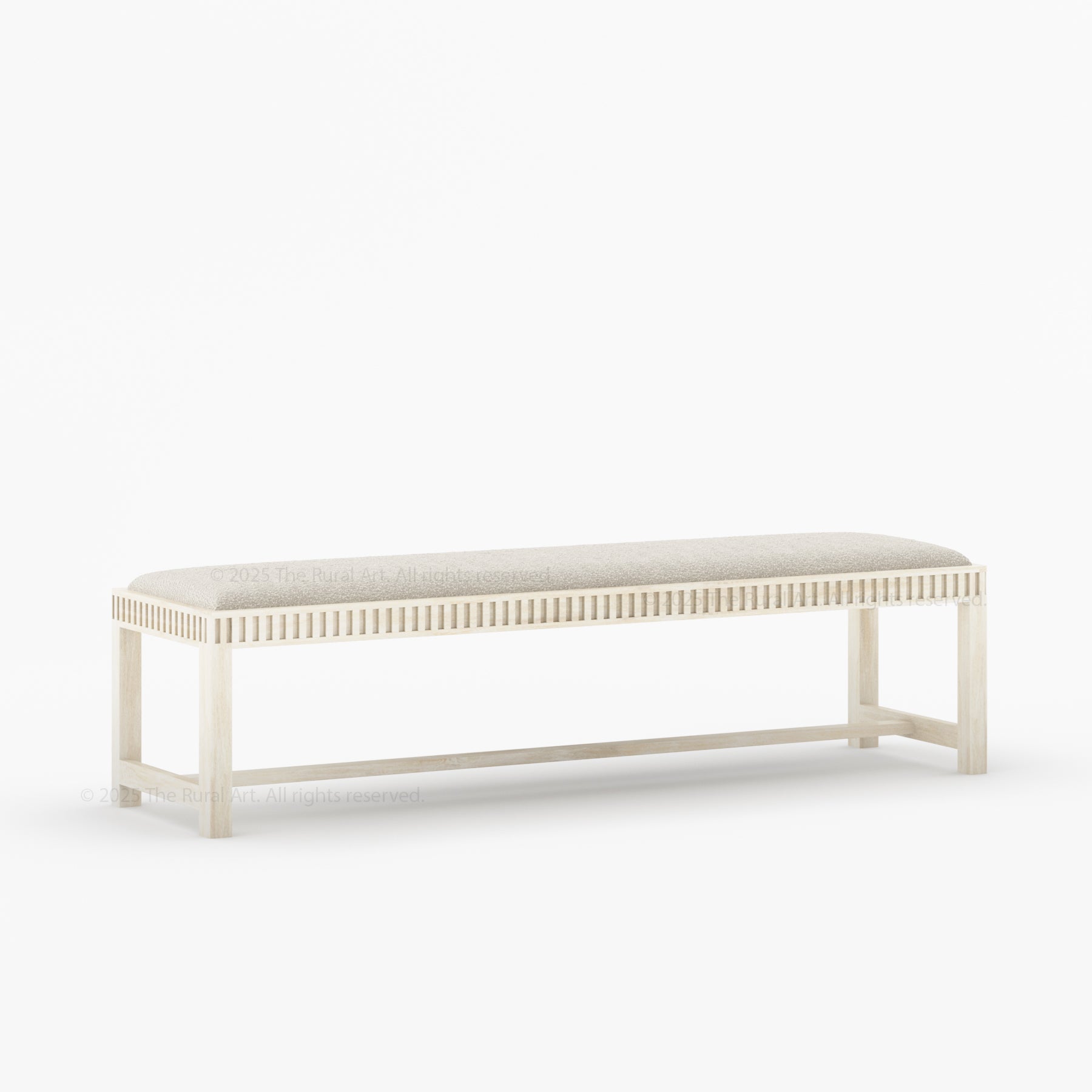 Lewes Fluted Wood Bench | Upholstered Bedroom Bench in Solid Wood Frame