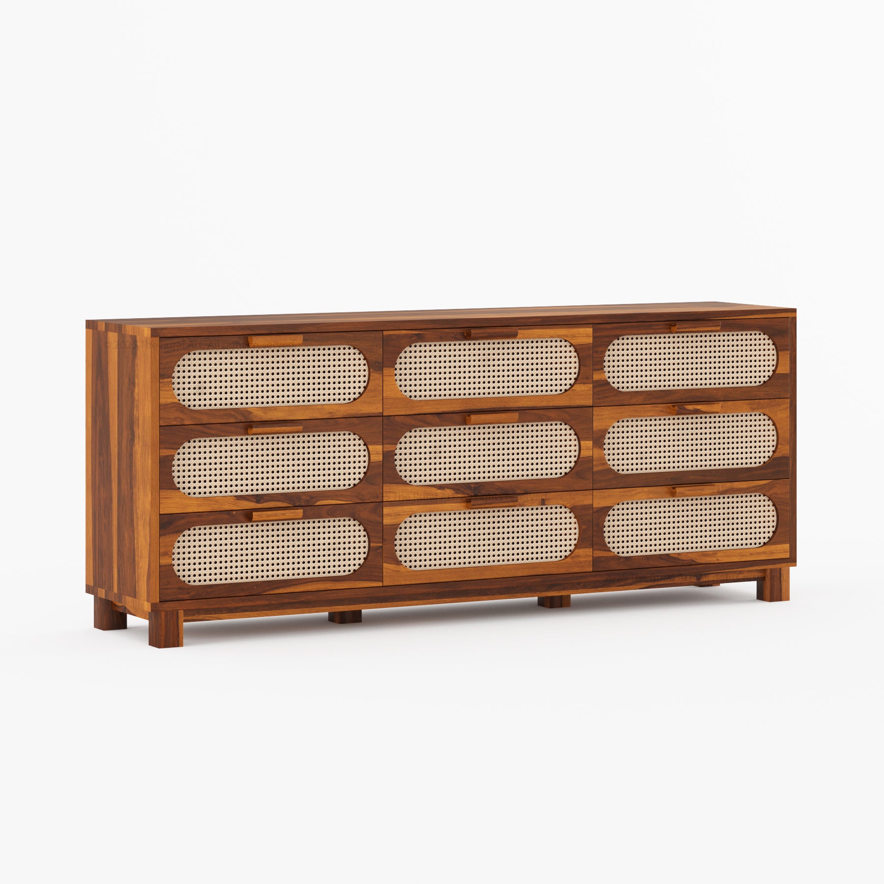 Davis Solid Wood Dresser with Woven Cane Details