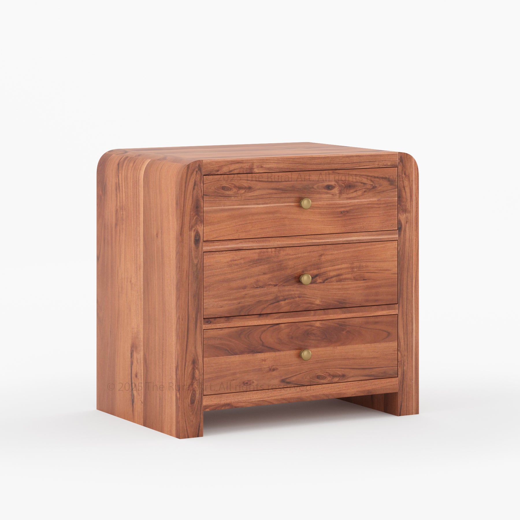 Garland Solid Wood 3-Drawer Nightstand Modern Rounded Edge Bedside