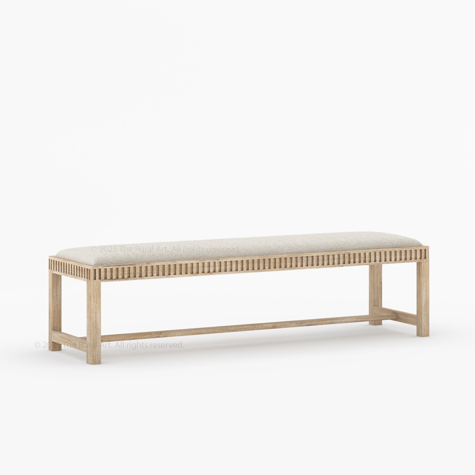Lewes Fluted Wood Bench | Upholstered Bedroom Bench in Solid Wood Frame
