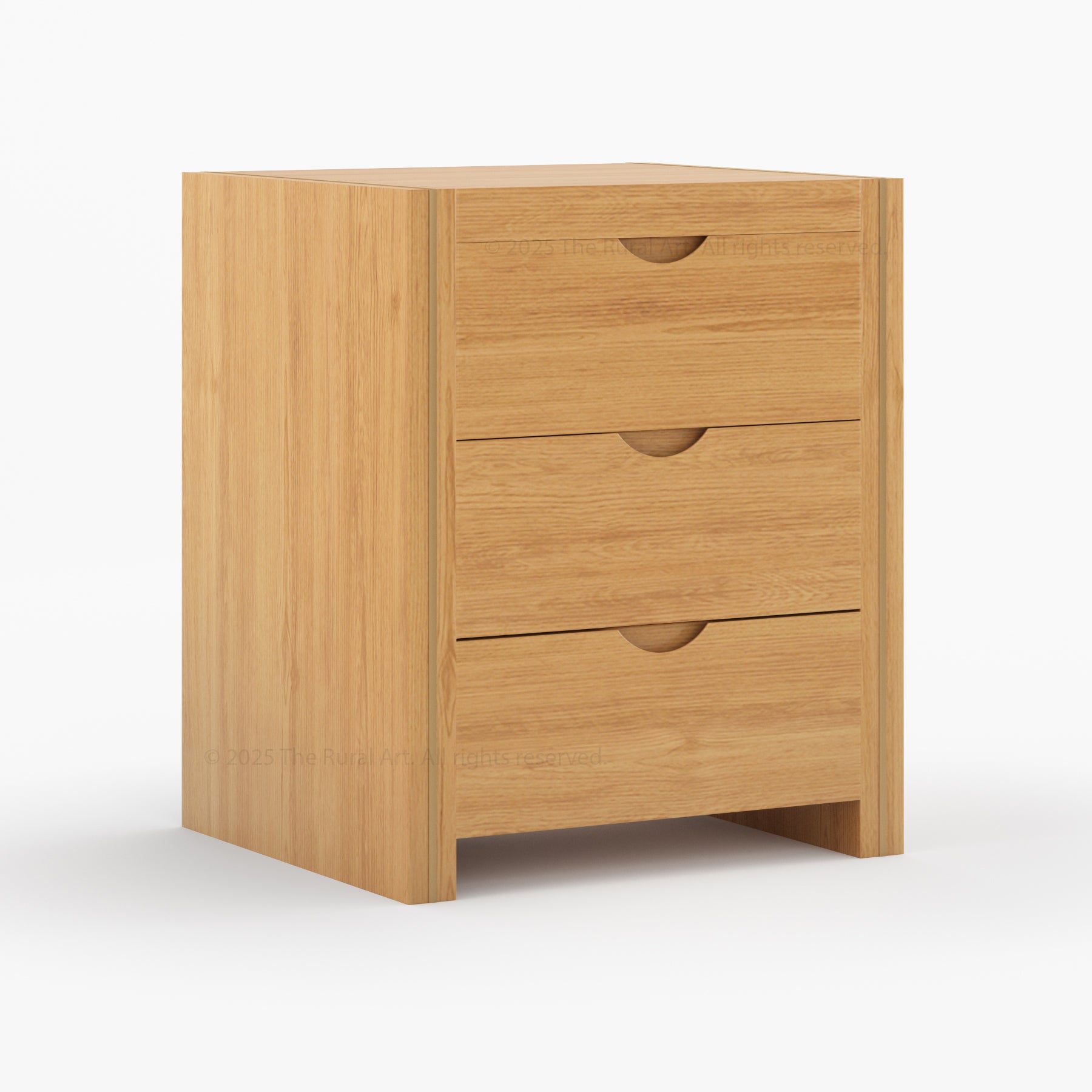 Branson Solid Wood Nightstand – Modern Black with Brass Inlay