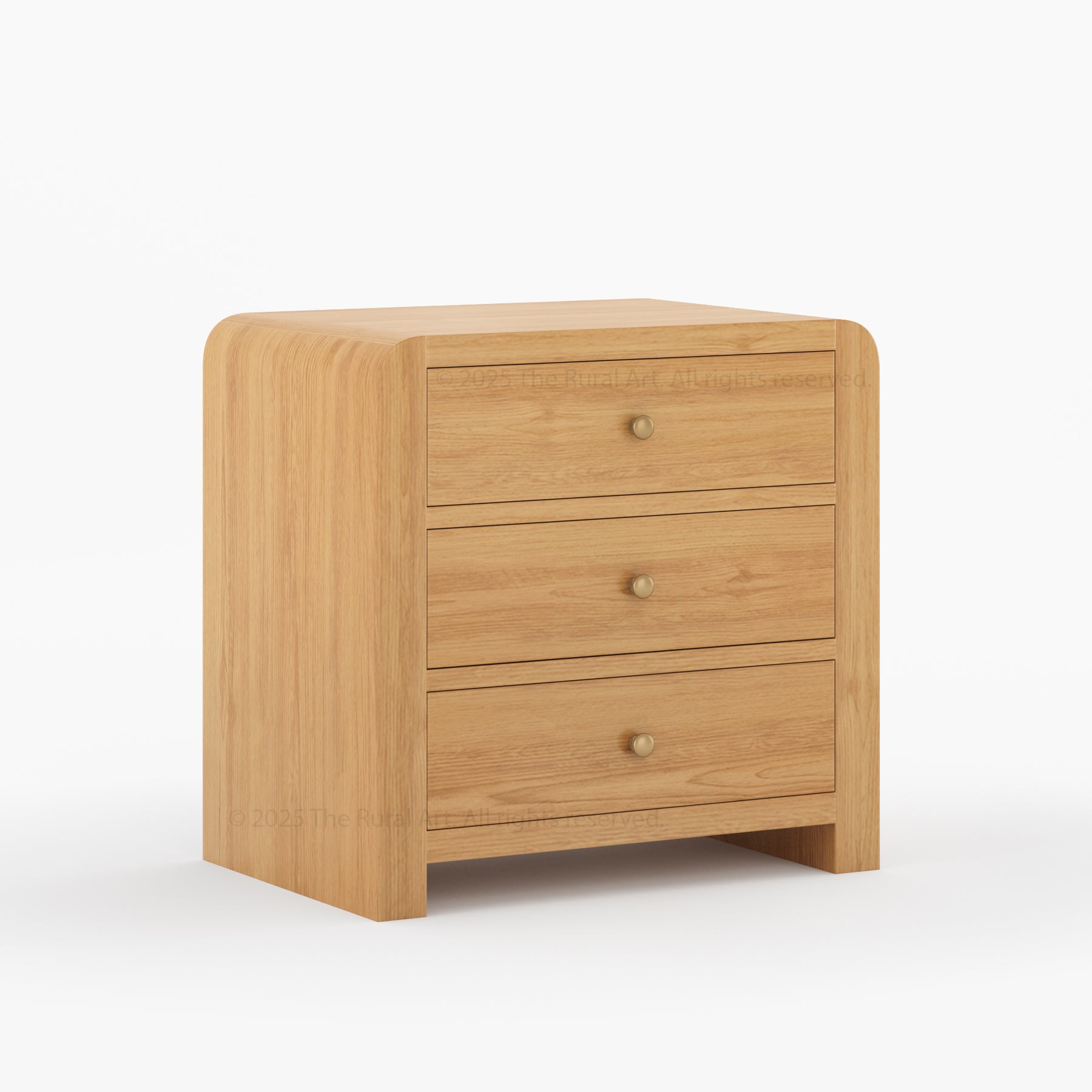 Garland Solid Wood 3-Drawer Nightstand Modern Rounded Edge Bedside