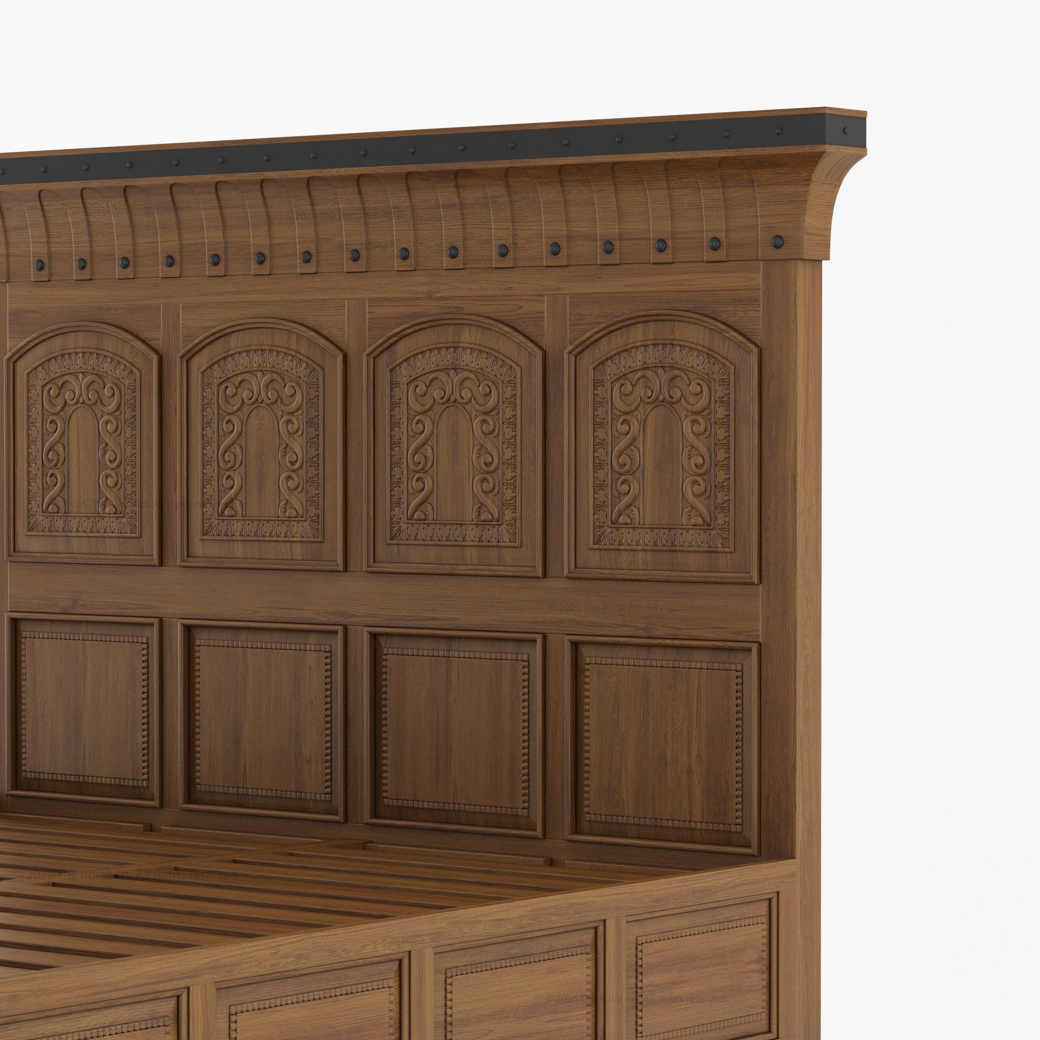Prescott Grand Heritage Solid Wood Bedroom Set with Hand-Carved Bed & 2 Nightstands