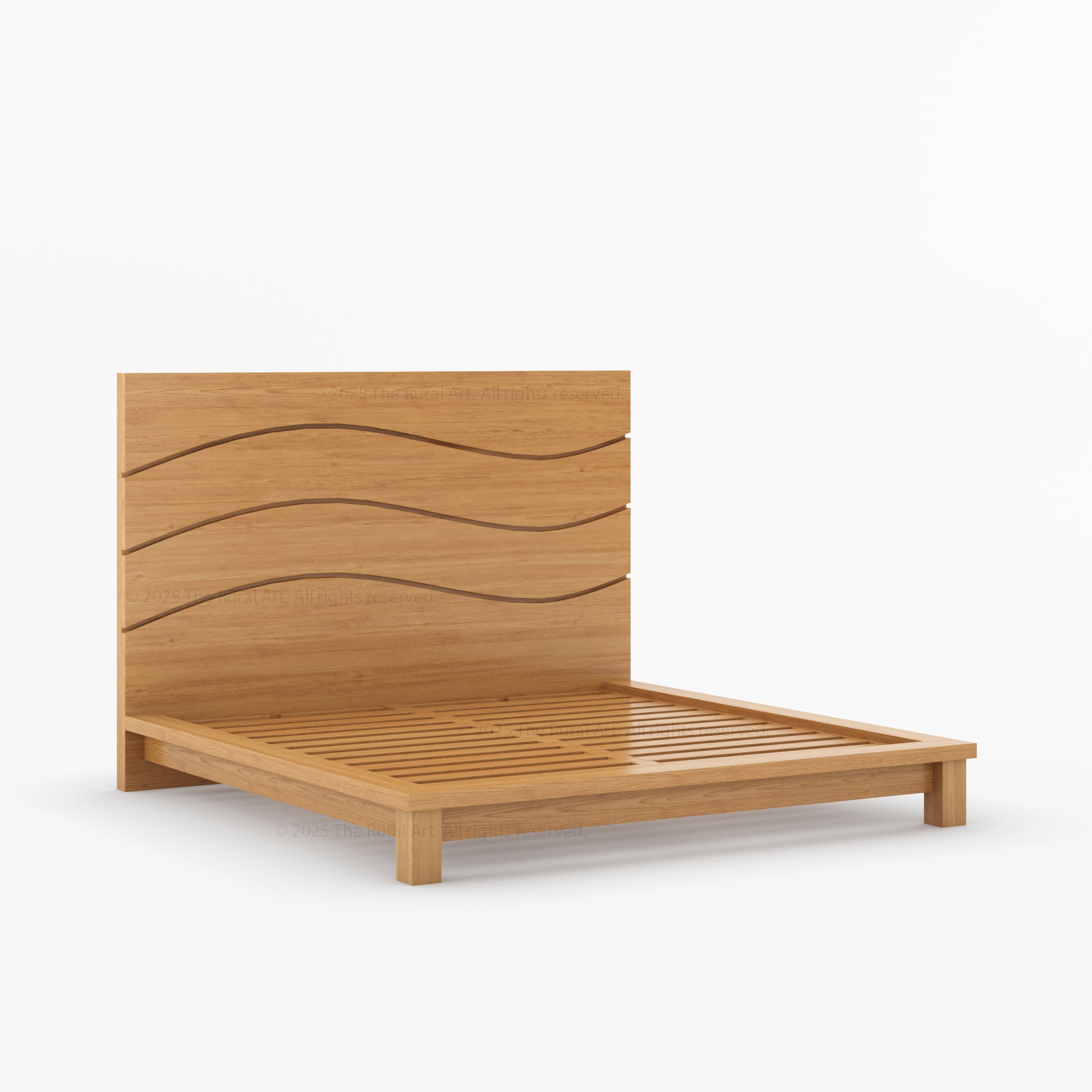 Seabrook Solid Wood Platform Bed with Wave-Carved Headboard