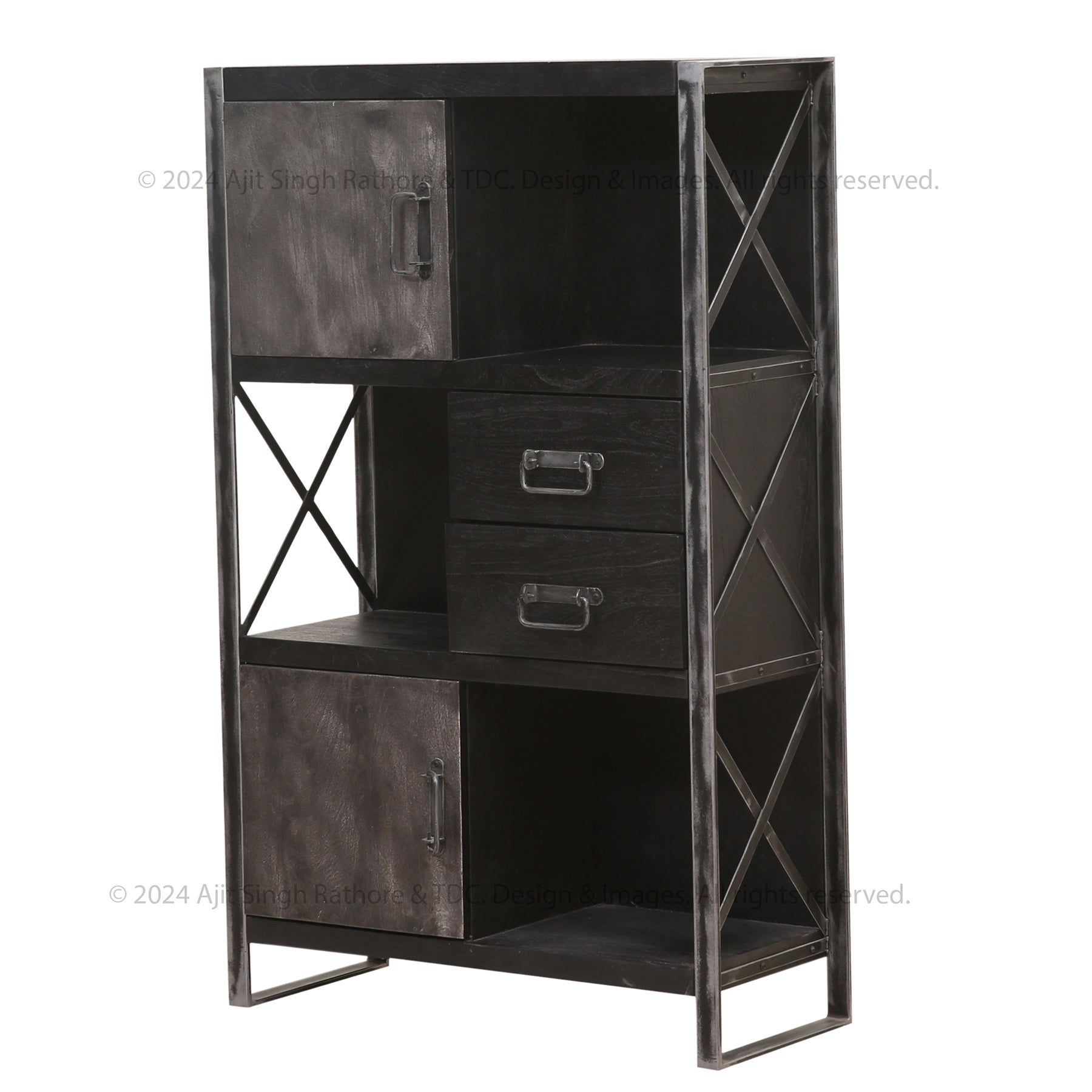 Weehawken Solid Wood Bookcase with Stainless Steel Frame