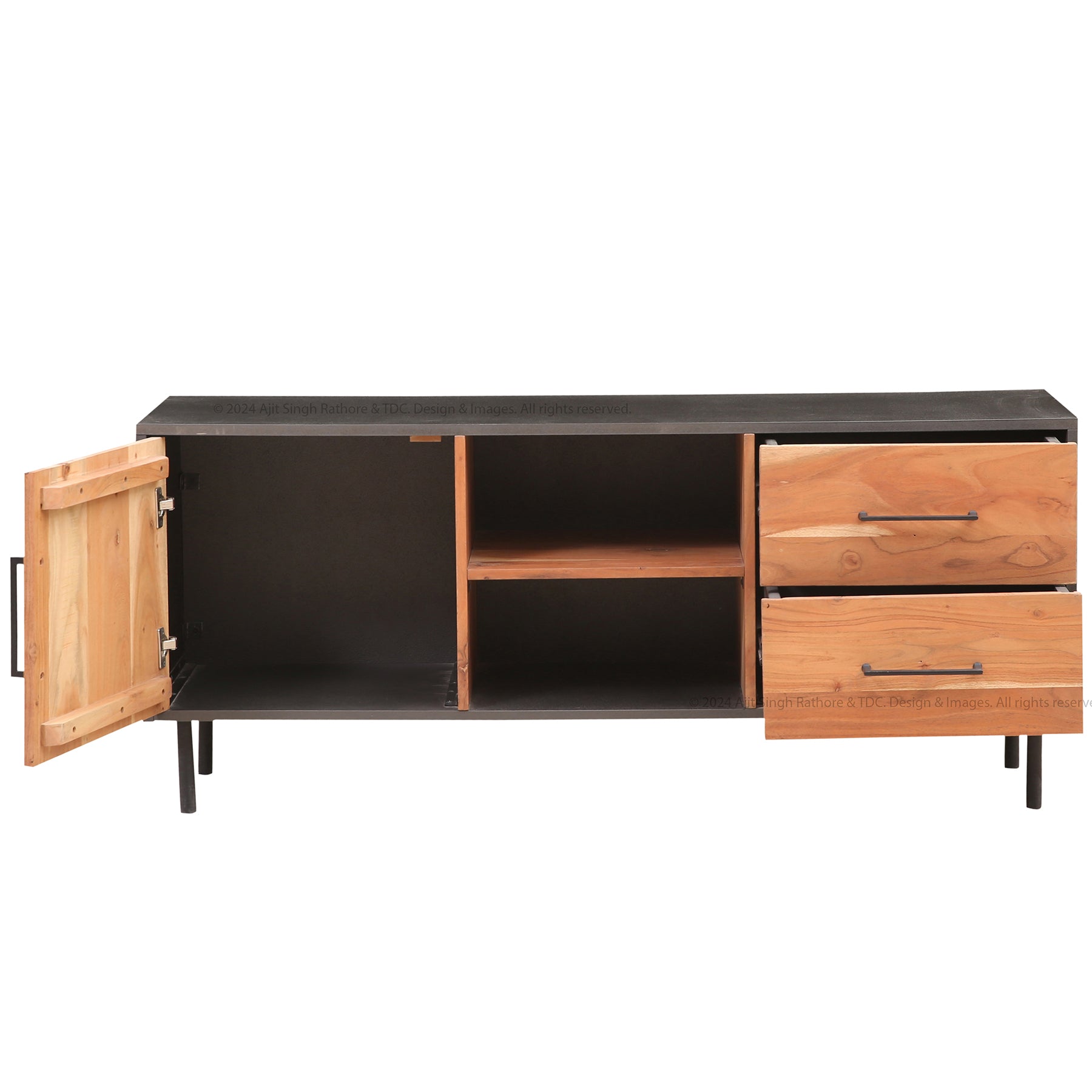 Industrial Charm Solid Wood TV Stand & Media Console