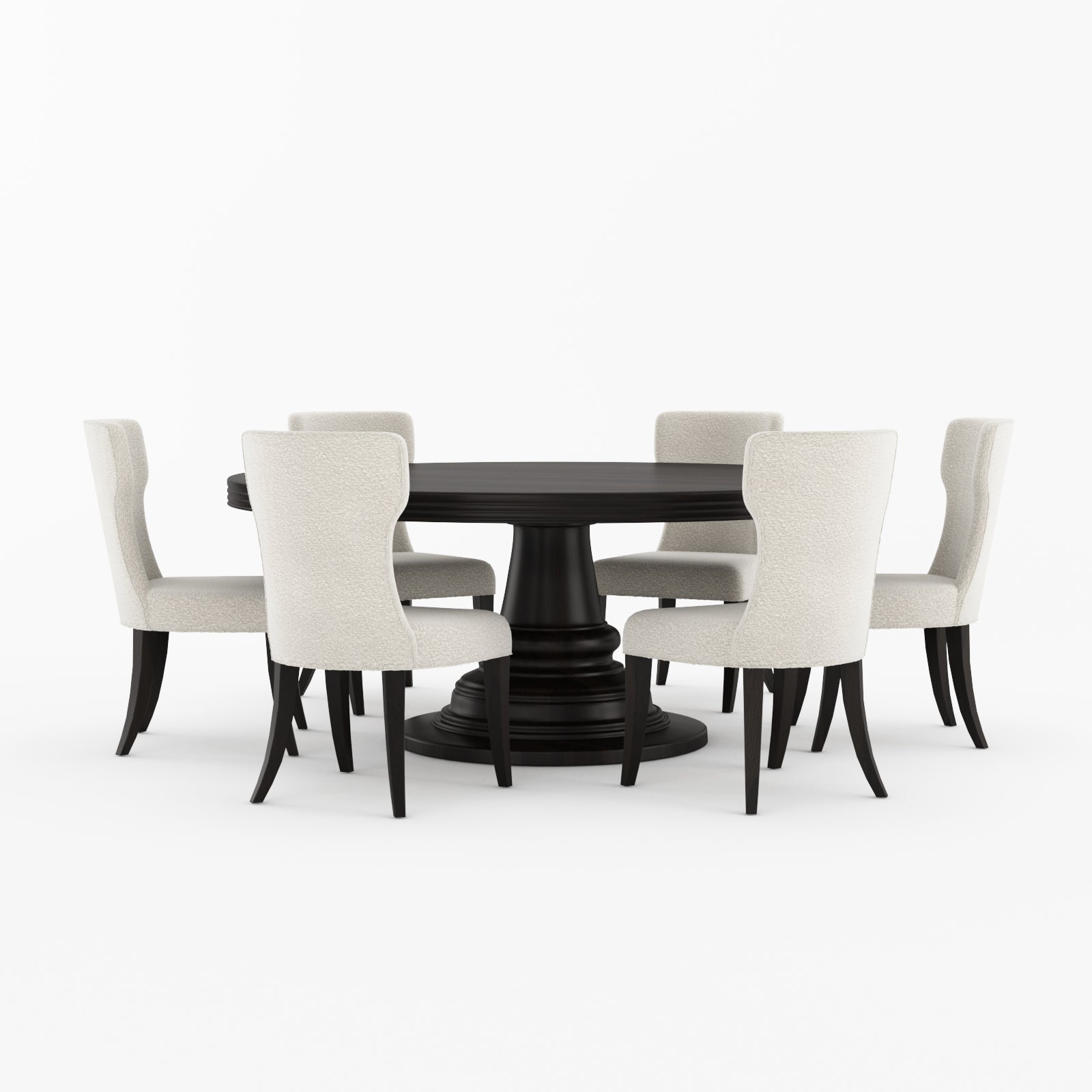 High Point Solid Wood Round Pedestal Dining Table & Upholstered Chair Set