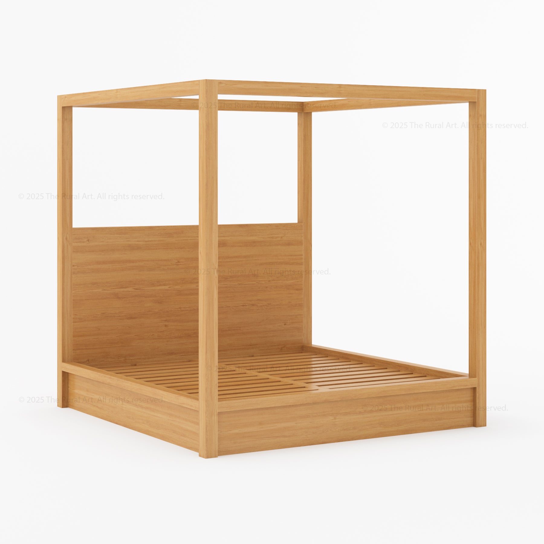 Orlando Solid Wood Canopy Platform Bedroom Set With Dresser, Nightstand, Bedside Bench & Mirror