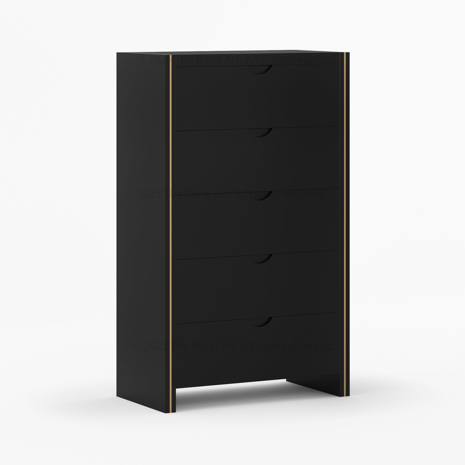 Branson Solid Wood Tall Dresser with Brass Inlay Accents