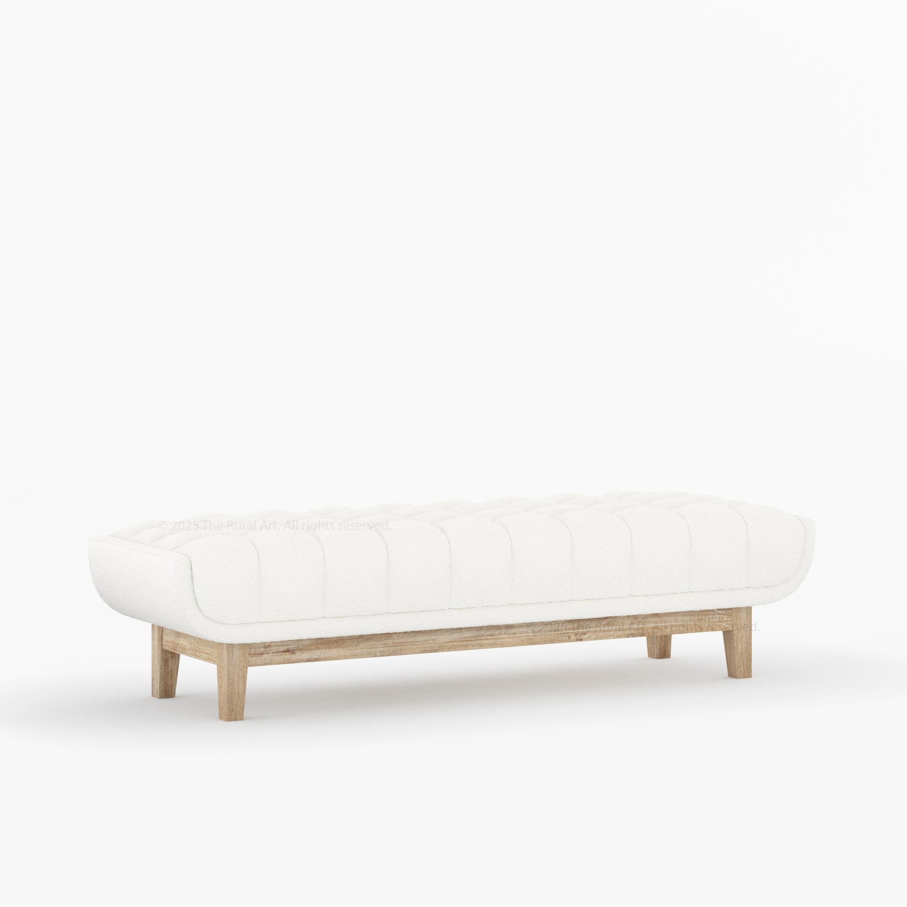 Livingston Solid Wood Bench with Channel-Tufted Bouclé Upholstery