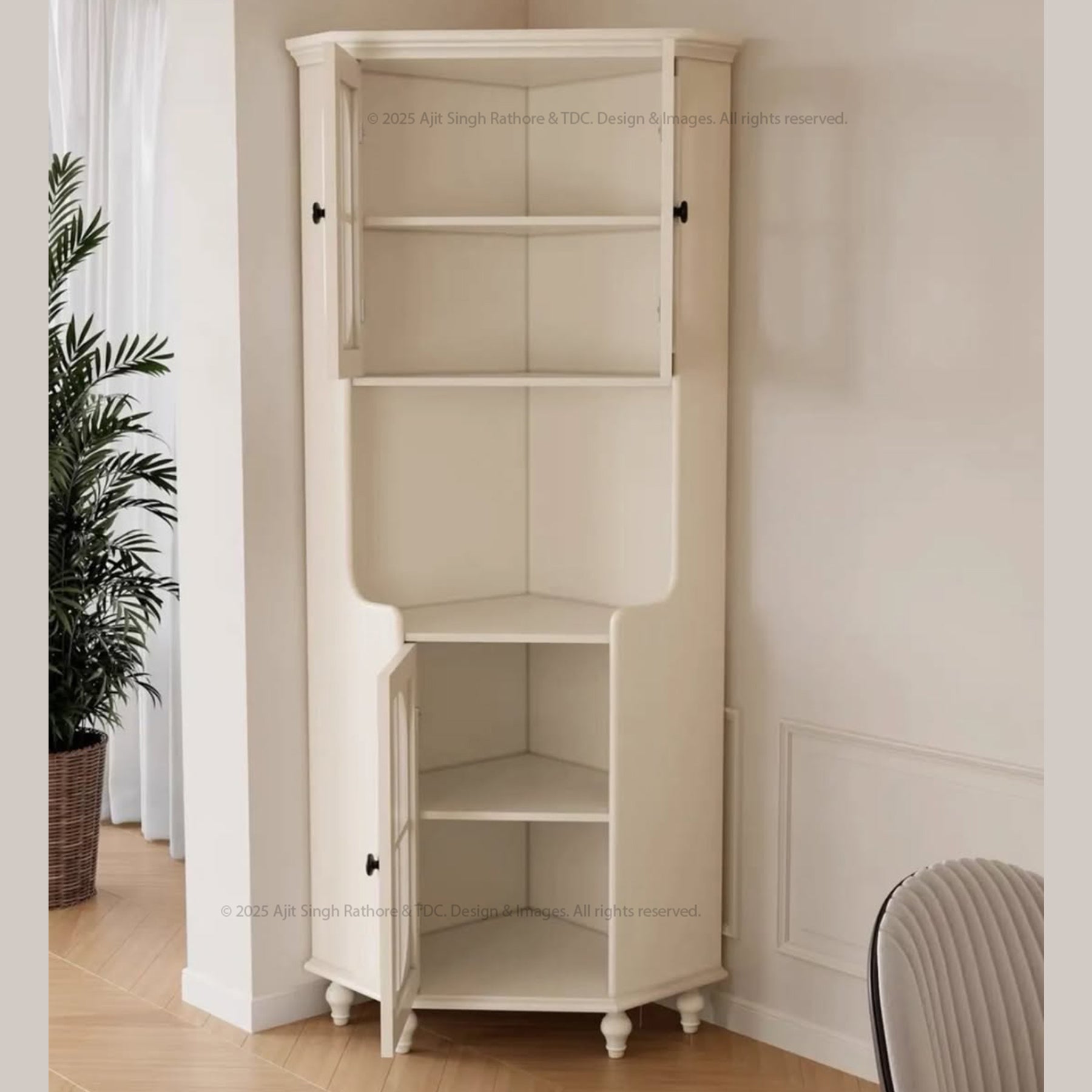 Dothan Classic Corner Display Cabinet Bookcase