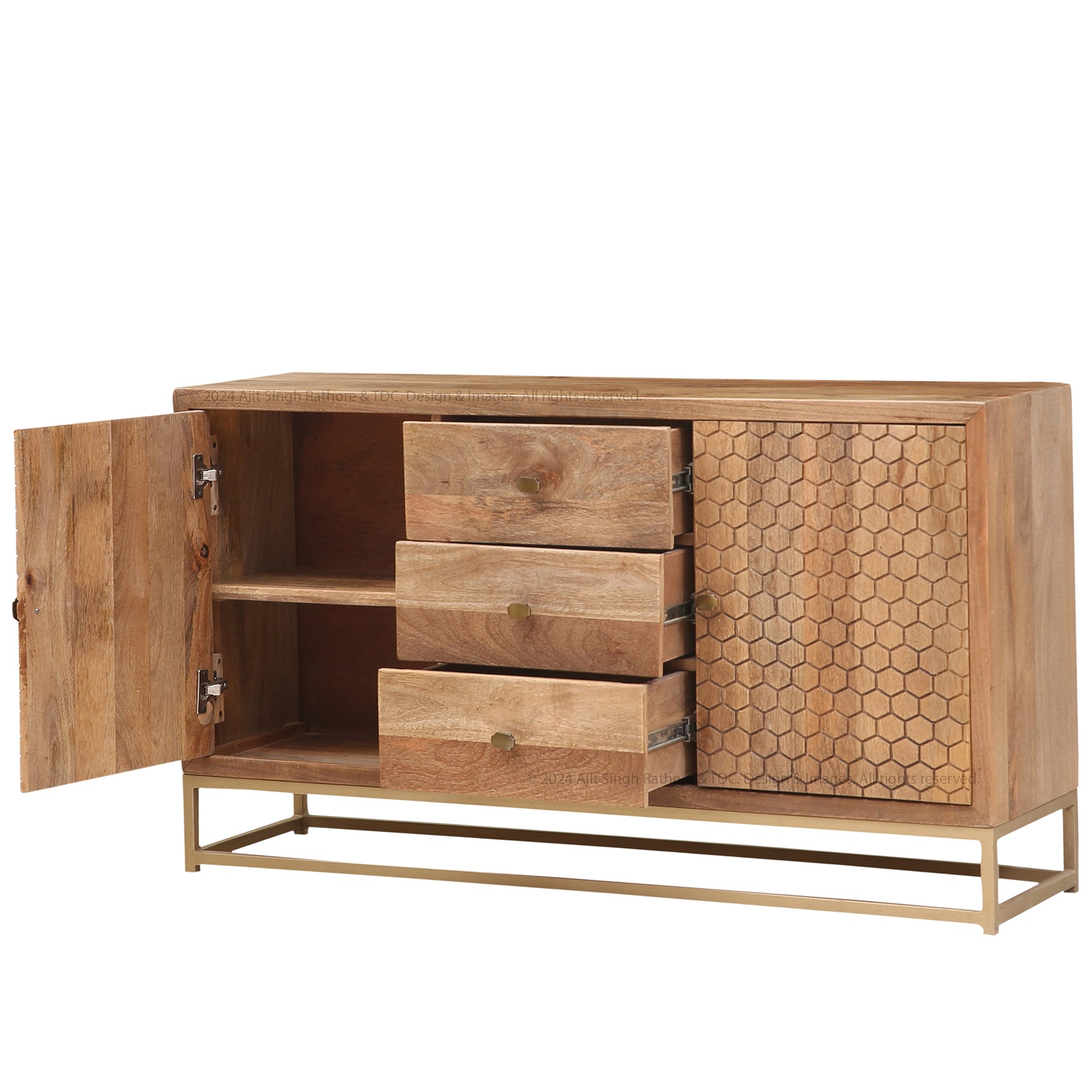 Plainfield Hand Carved Solid Wood Sideboard with Drawers