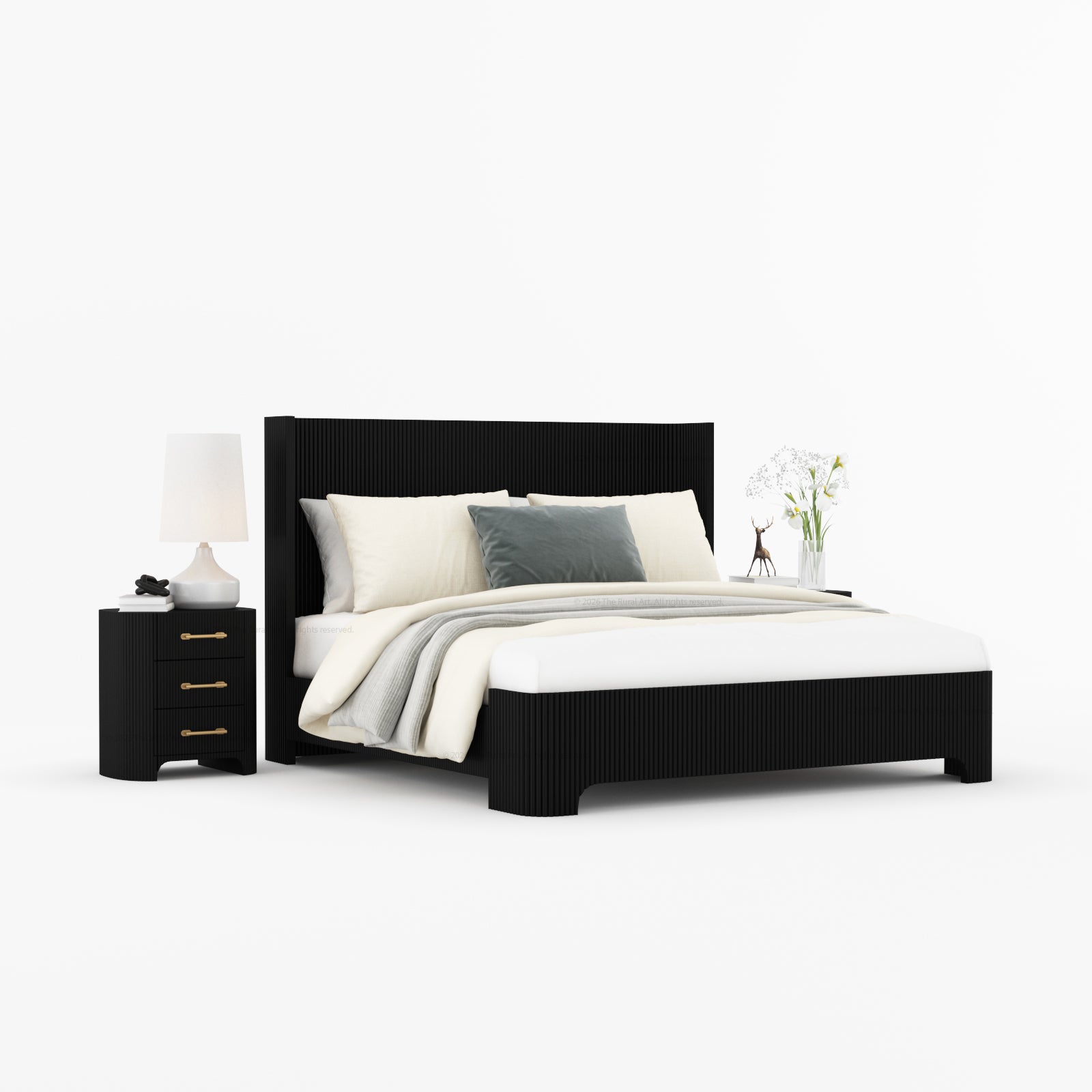 Bartow Modern Solid Wood Bedroom Set with Fluted Detailing