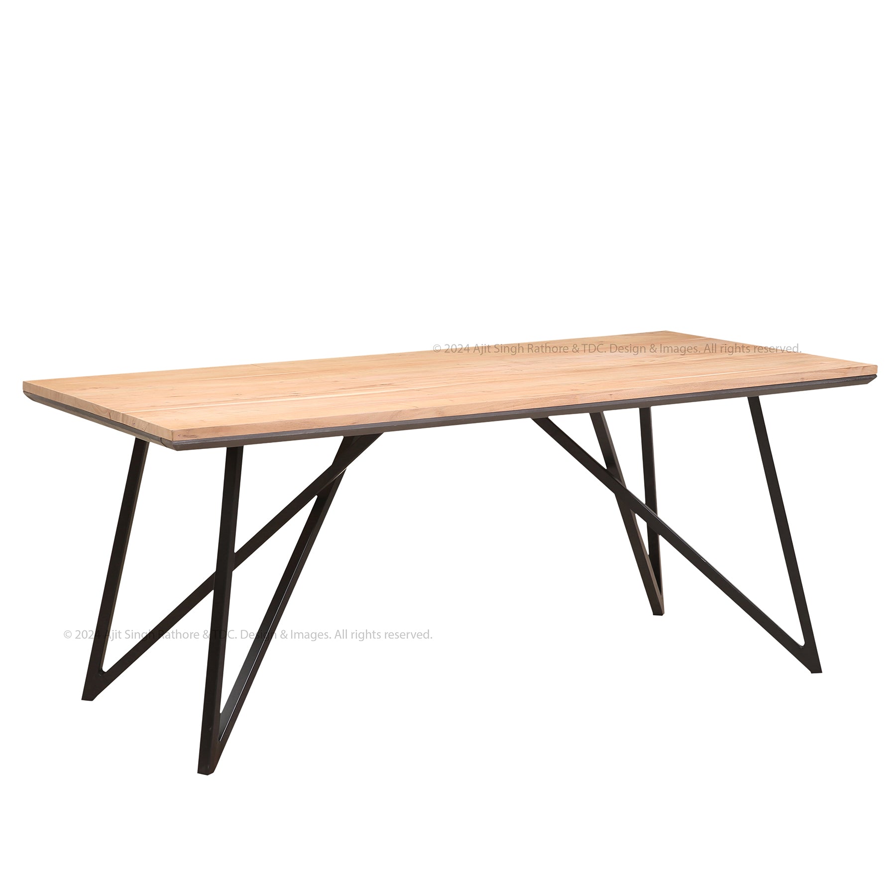 North Hempstead - Solid Wood Dining Table with Wrought Iron Base