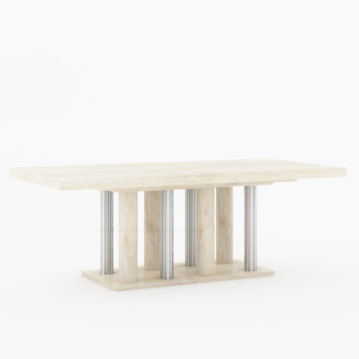 Fairbanks Modern Rectangular Wooden Dining Table with Cylinder Pedestal Base