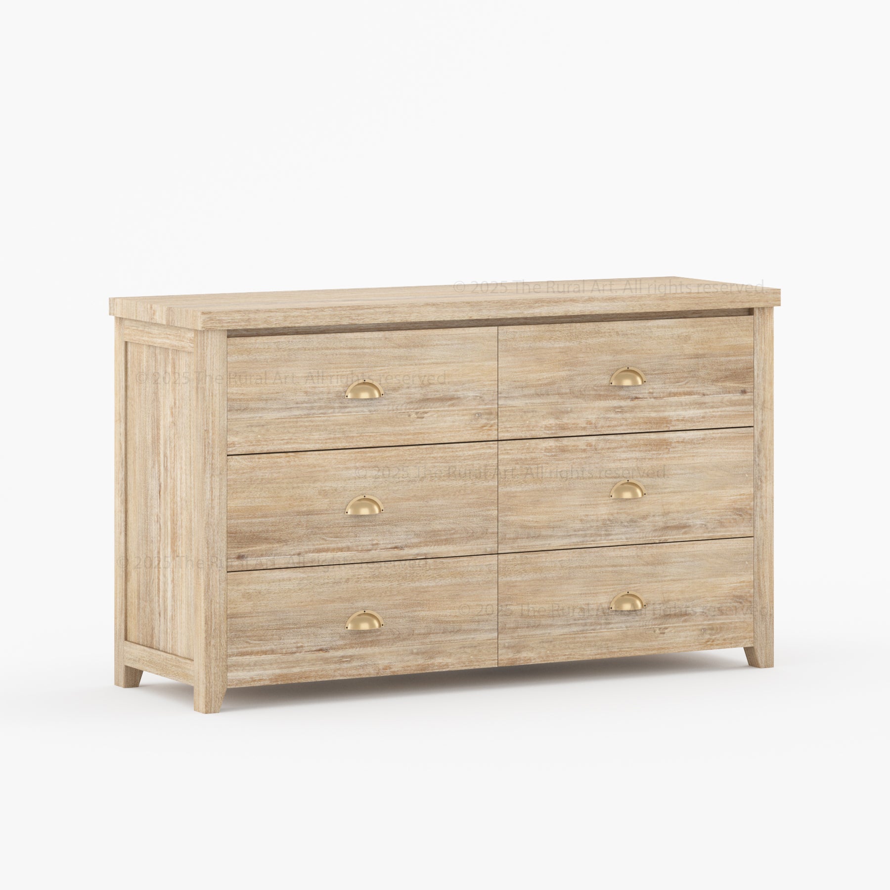 Baytown Rustic Solid Wood Bedroom Dresser with 6 Drawer