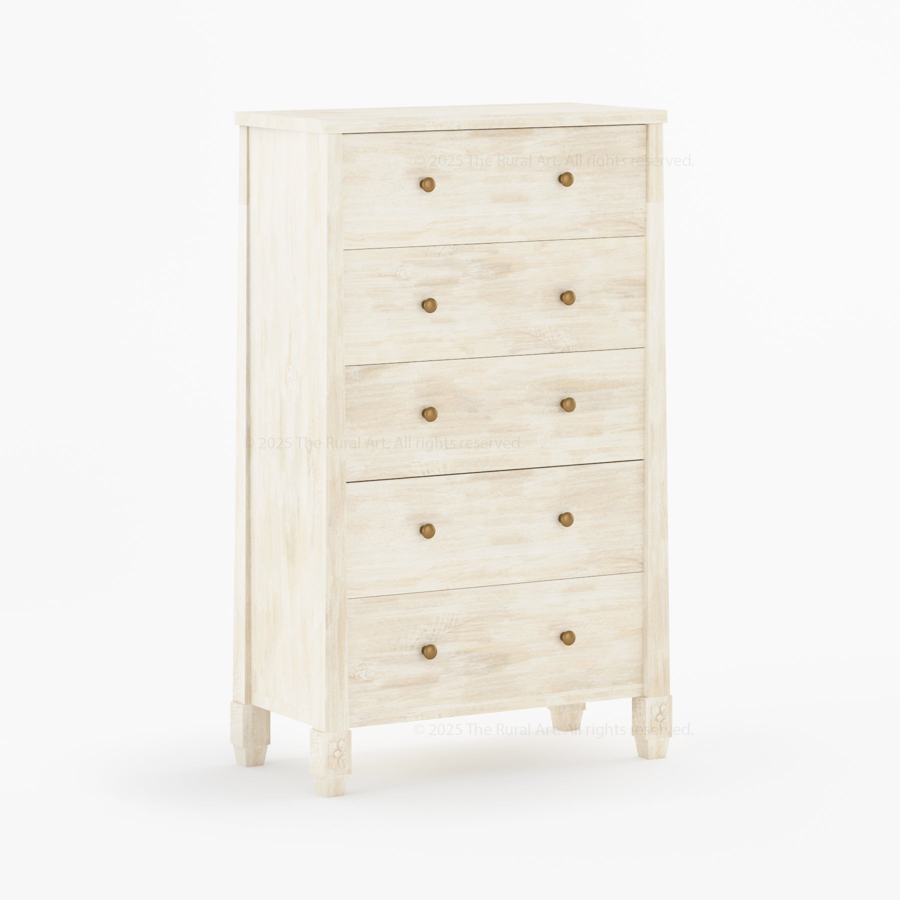 Dothan Solid Wood Dresser with Carved Floral Legs