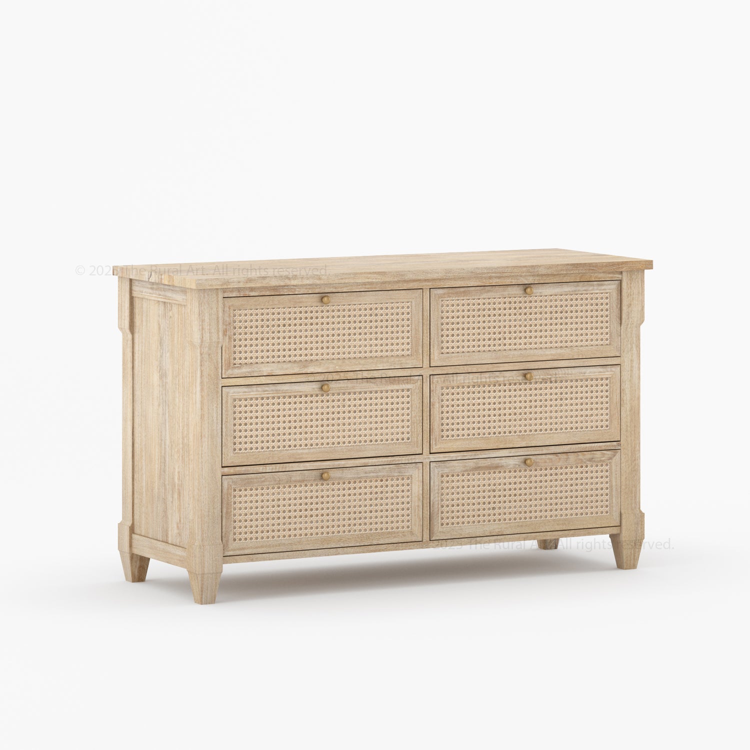 Hayward Solid Wood & Cane Six Drawer Dresser
