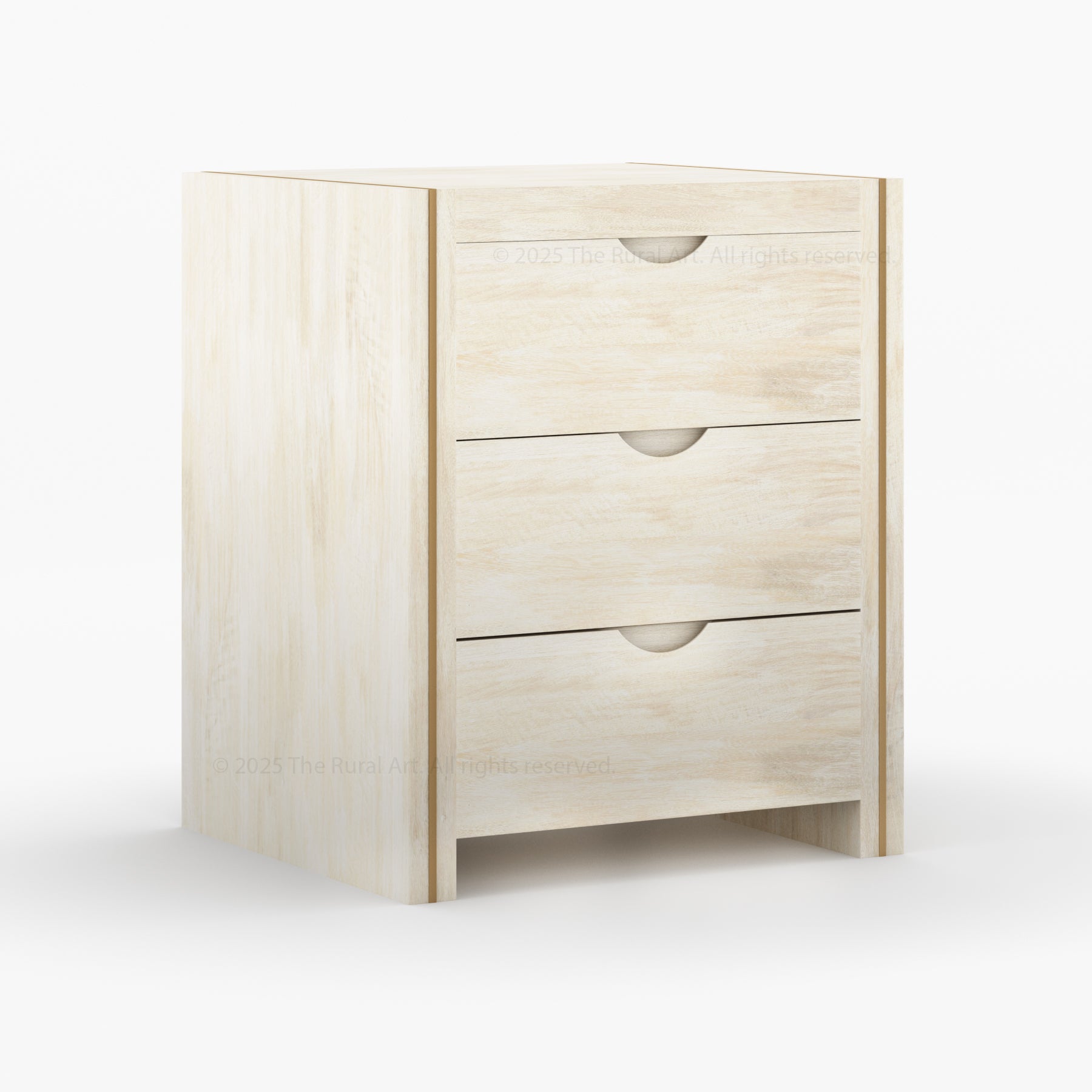 Branson Solid Wood Nightstand – Modern Black with Brass Inlay