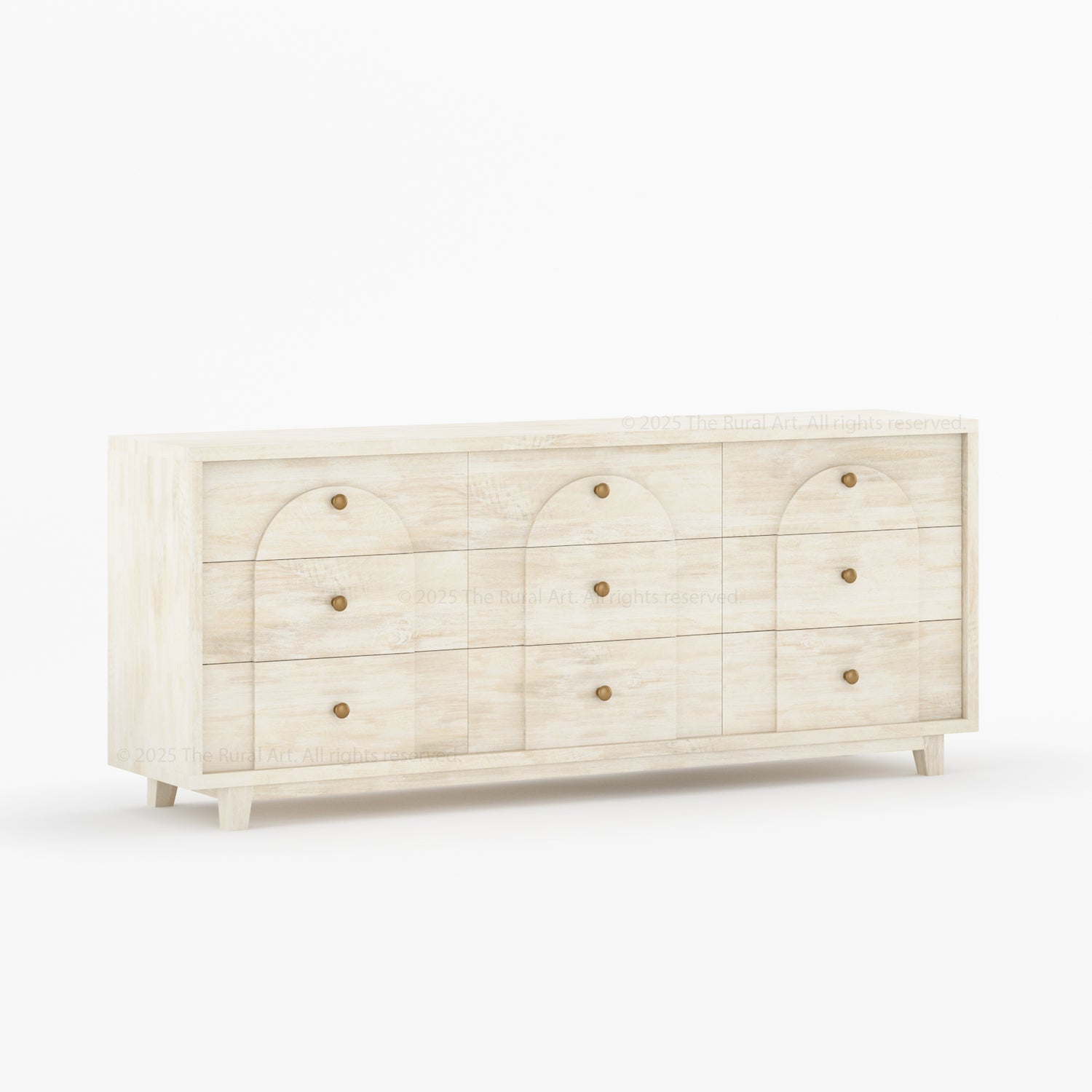 Livingston Solid Wood Dresser with Arched Front & Brass Knobs