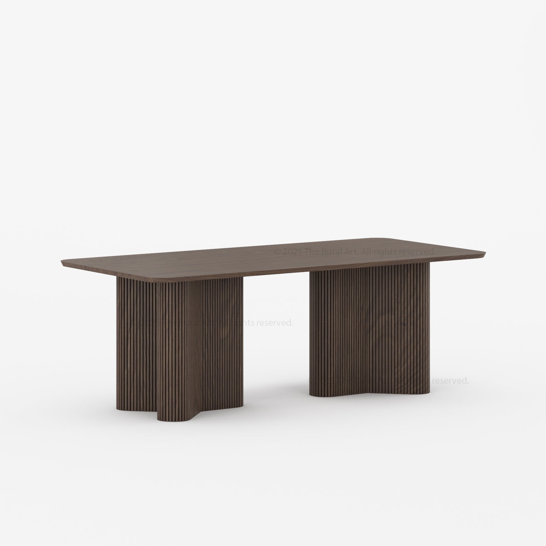 Valdez Fluted Solid Wood Dining Table with Wood or Marble Top