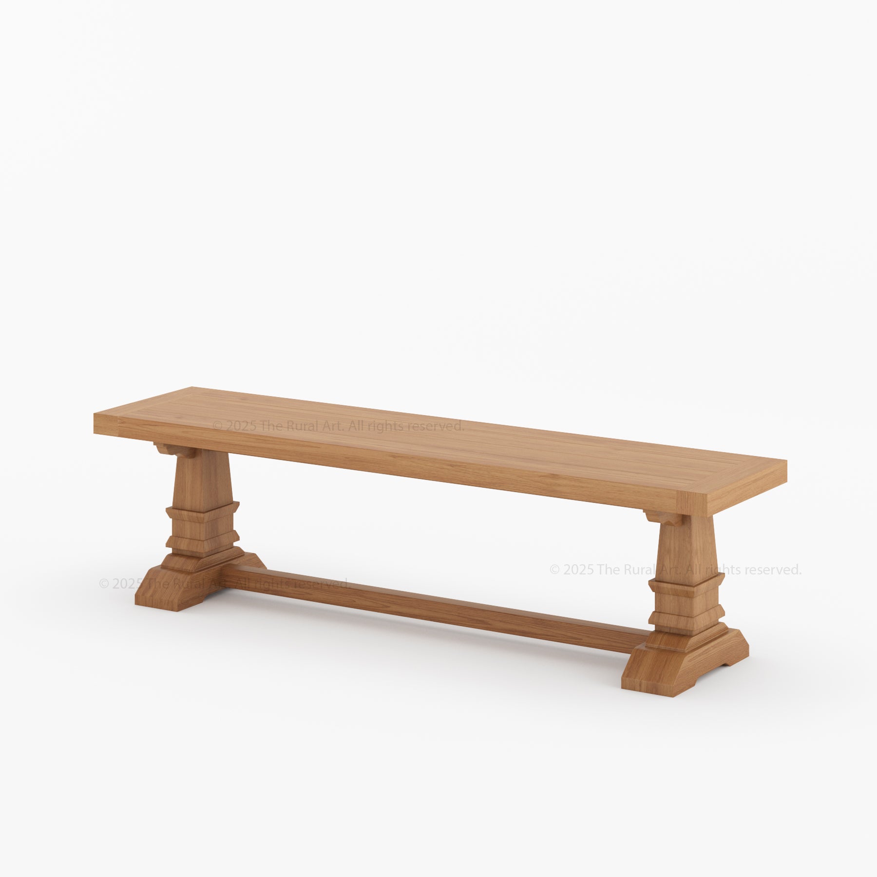 Roseville Dining Bench Solid Wood Trestle Base with Sculpted Details