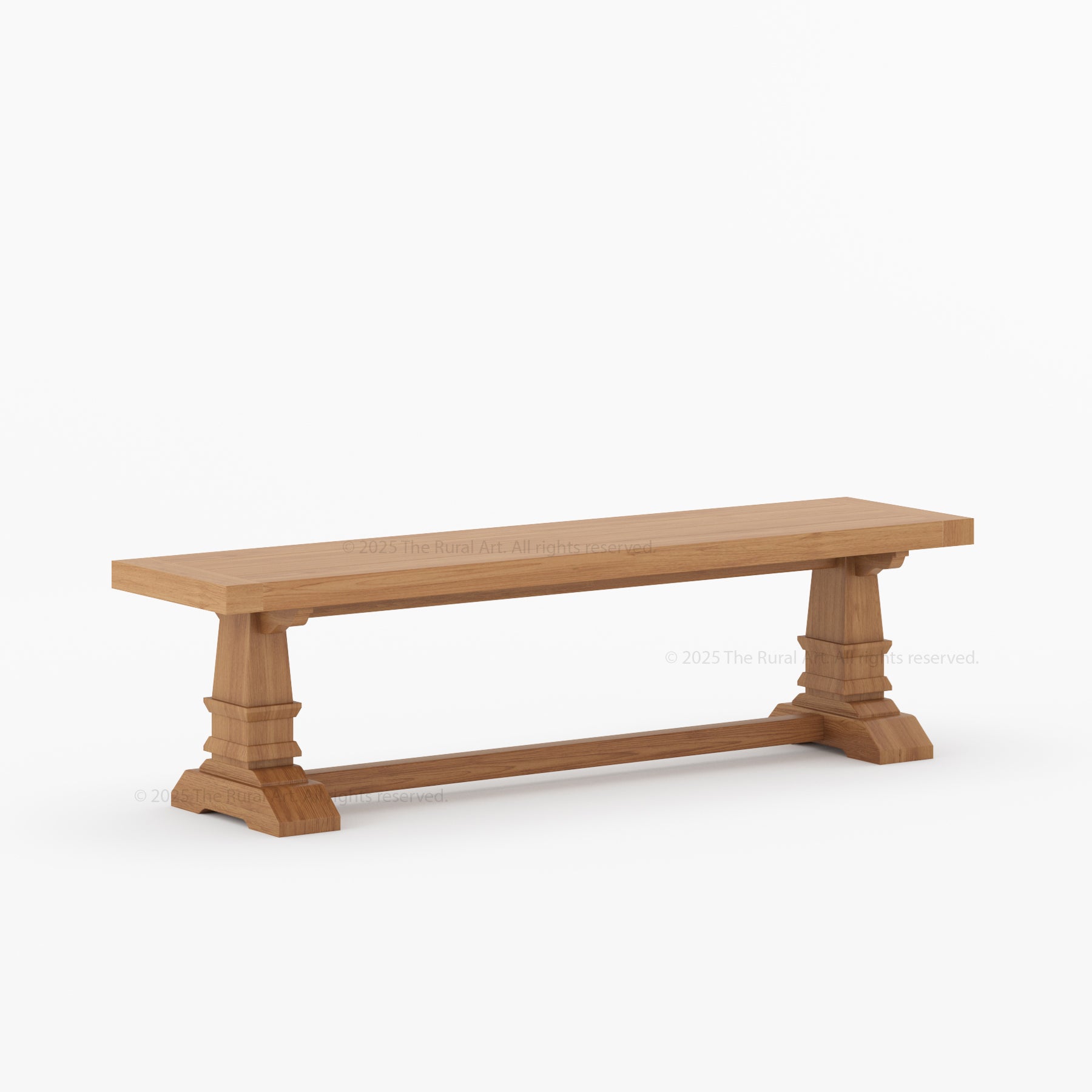 Roseville Dining Bench Solid Wood Trestle Base with Sculpted Details