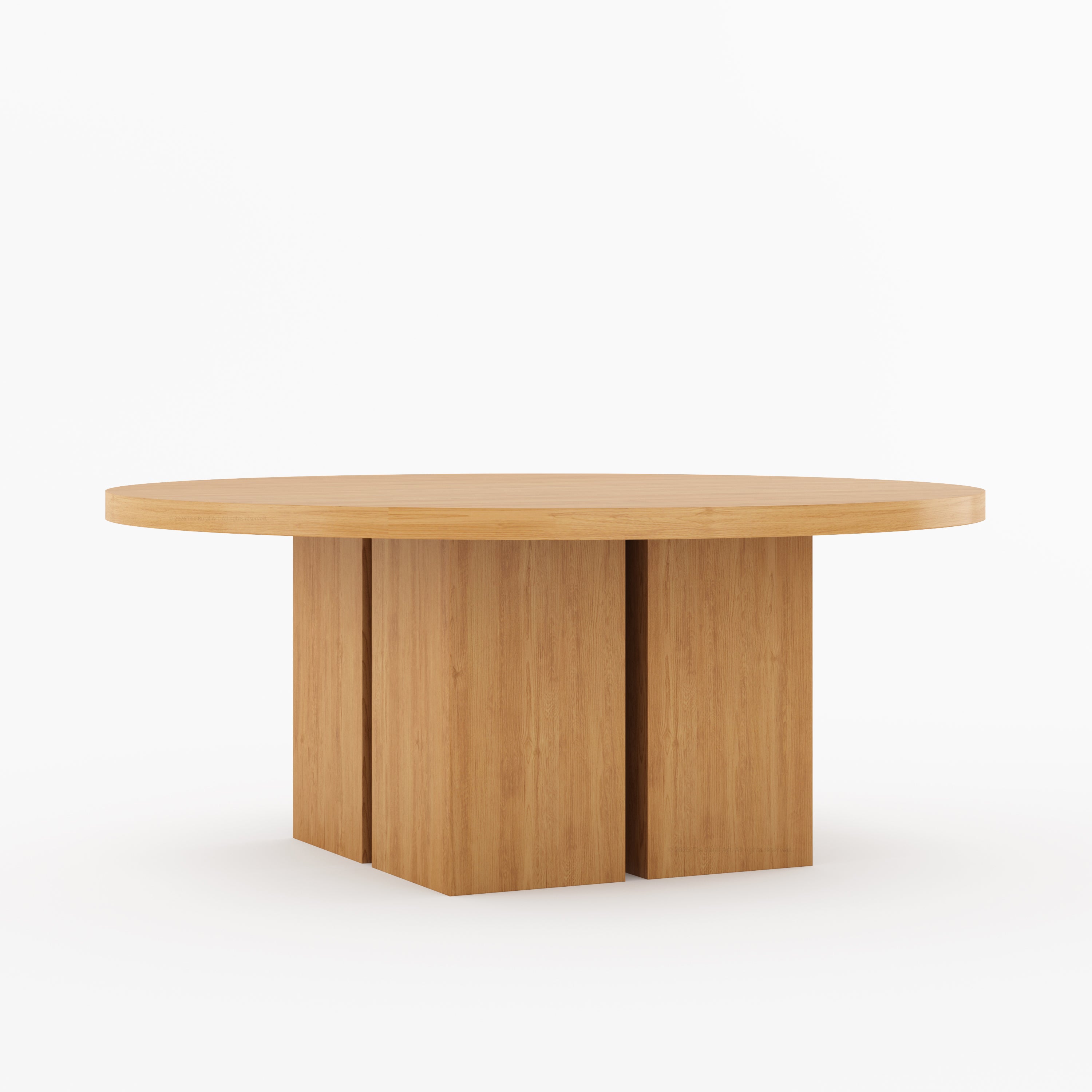 Ozark Round Wooden Pedestal Dining Table with Block Pedestal Base
