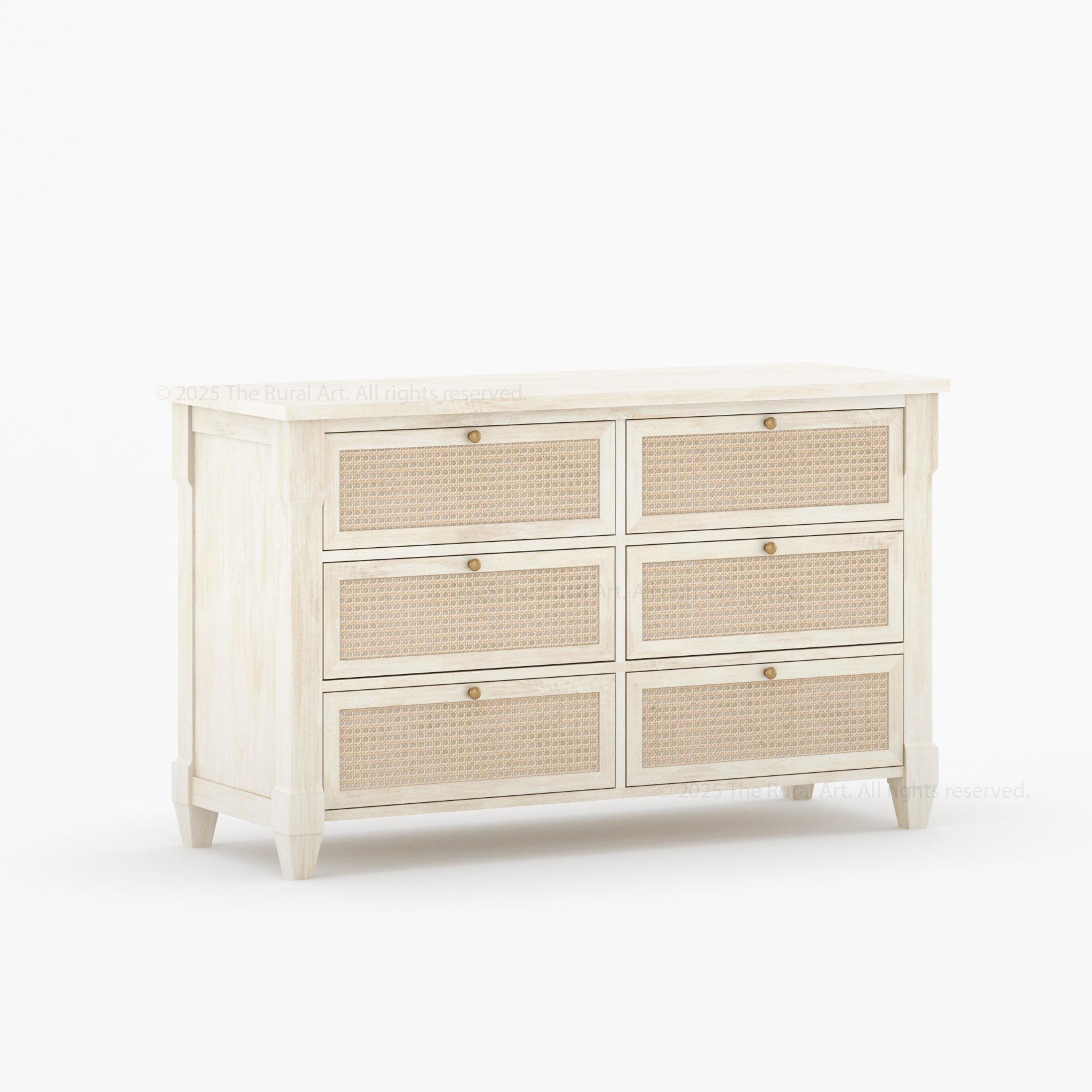 Hayward Solid Wood & Cane Six Drawer Dresser