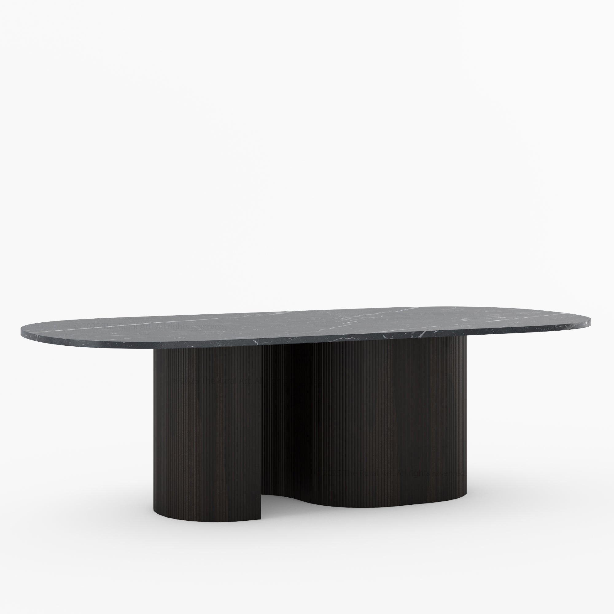 Connersville Modern Stone Top Dining Table with Sculptural Fluted Pedestal Base