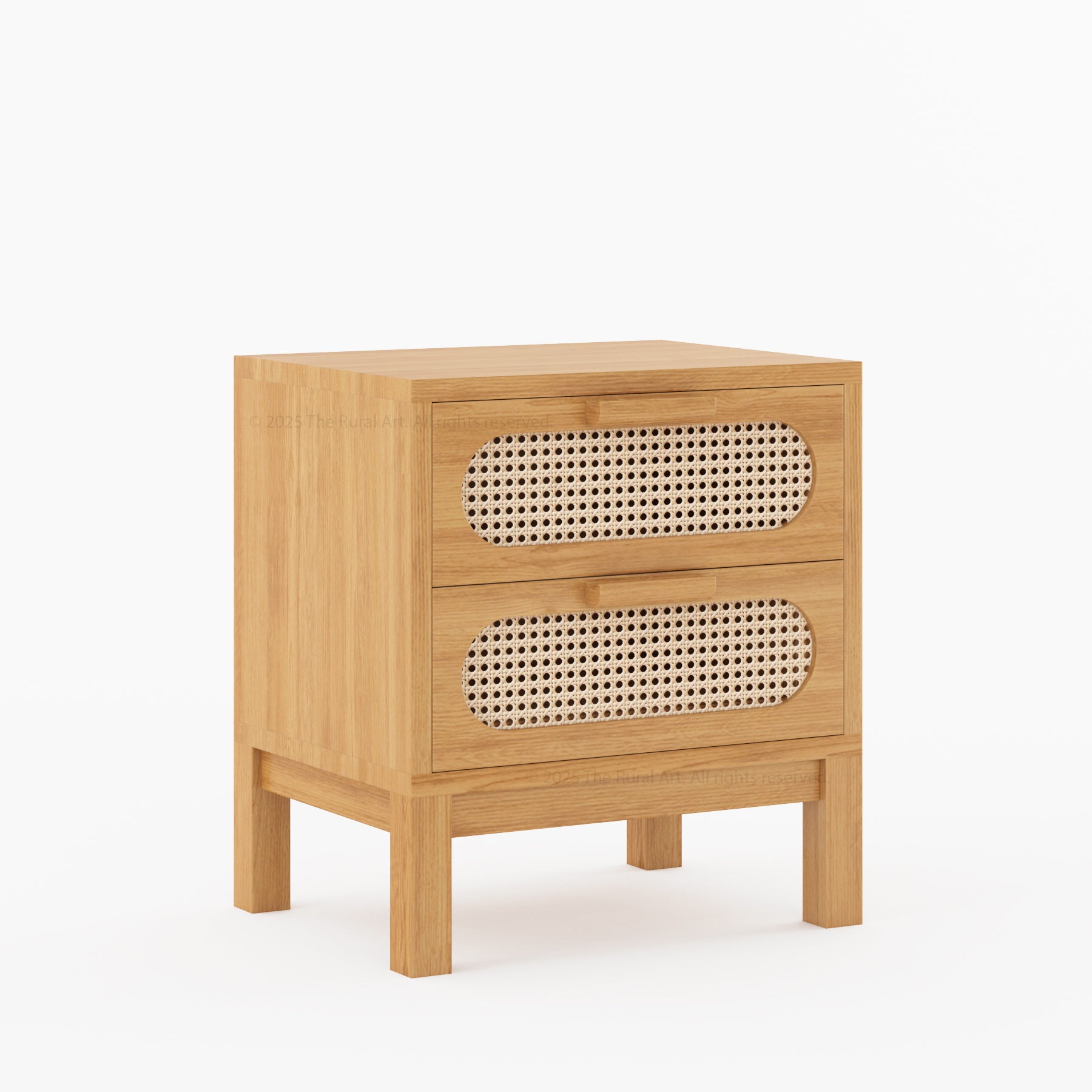 Davis Cane Front Solid Wood Nightstand