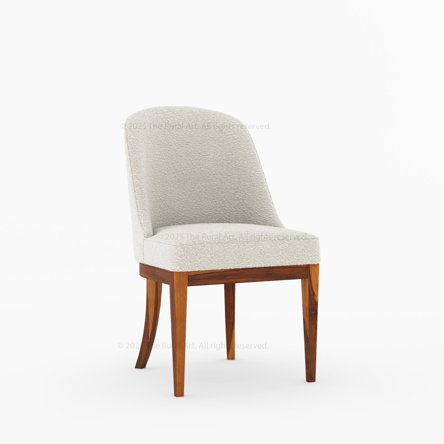 Medina Upholstered Dining Chair | Mid-Century Modern Solid Wood Chair with Curved Back