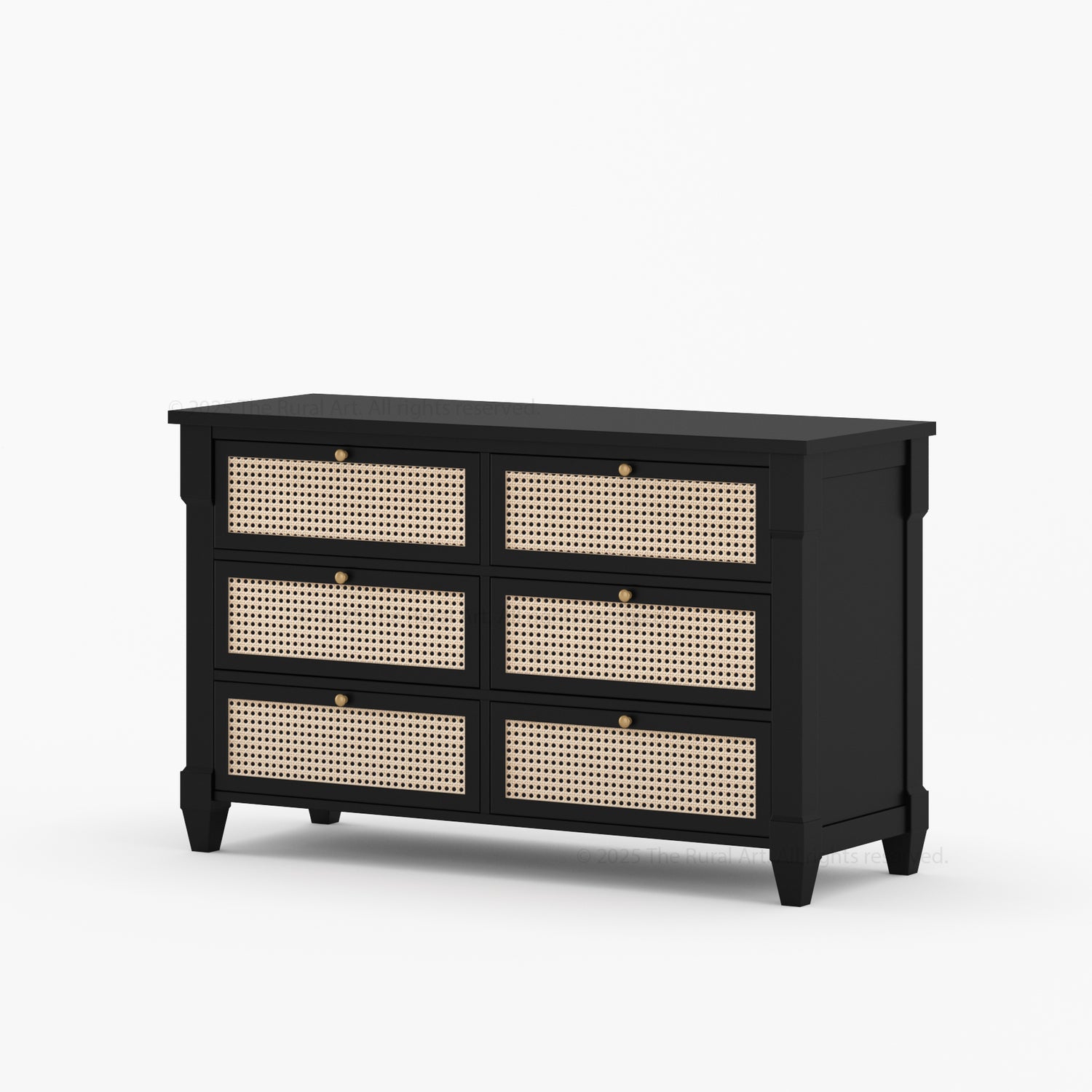 Hayward Solid Wood & Cane Six Drawer Dresser