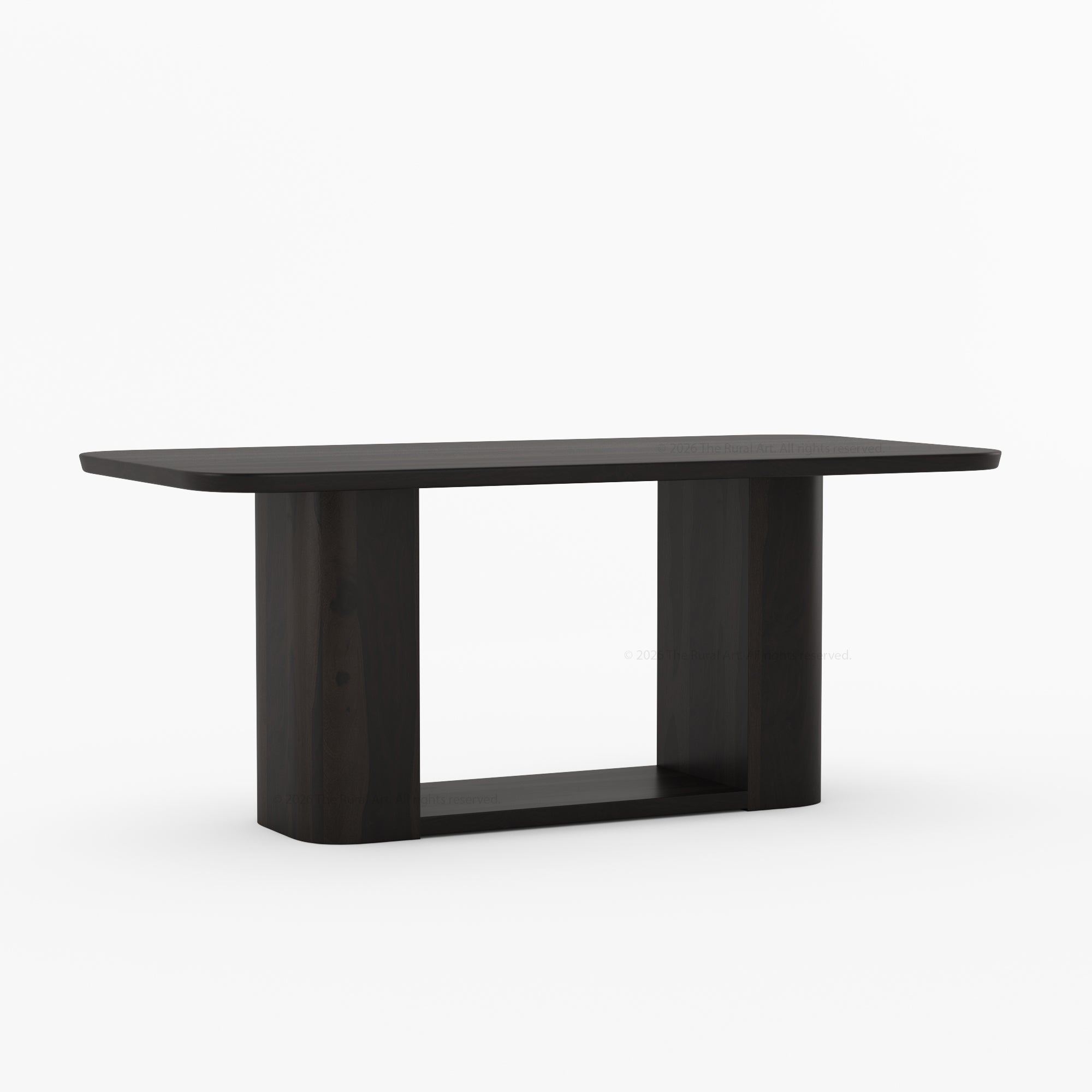 Selma Rounded Edge Solid Wood Dining Table with Double Pedestal Base