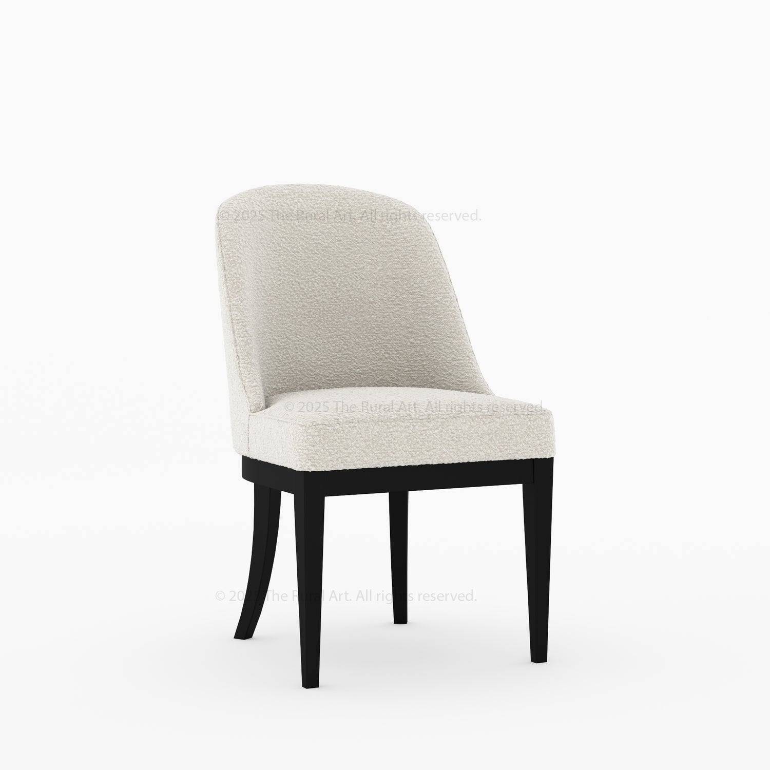Medina Upholstered Dining Chair | Mid-Century Modern Solid Wood Chair with Curved Back