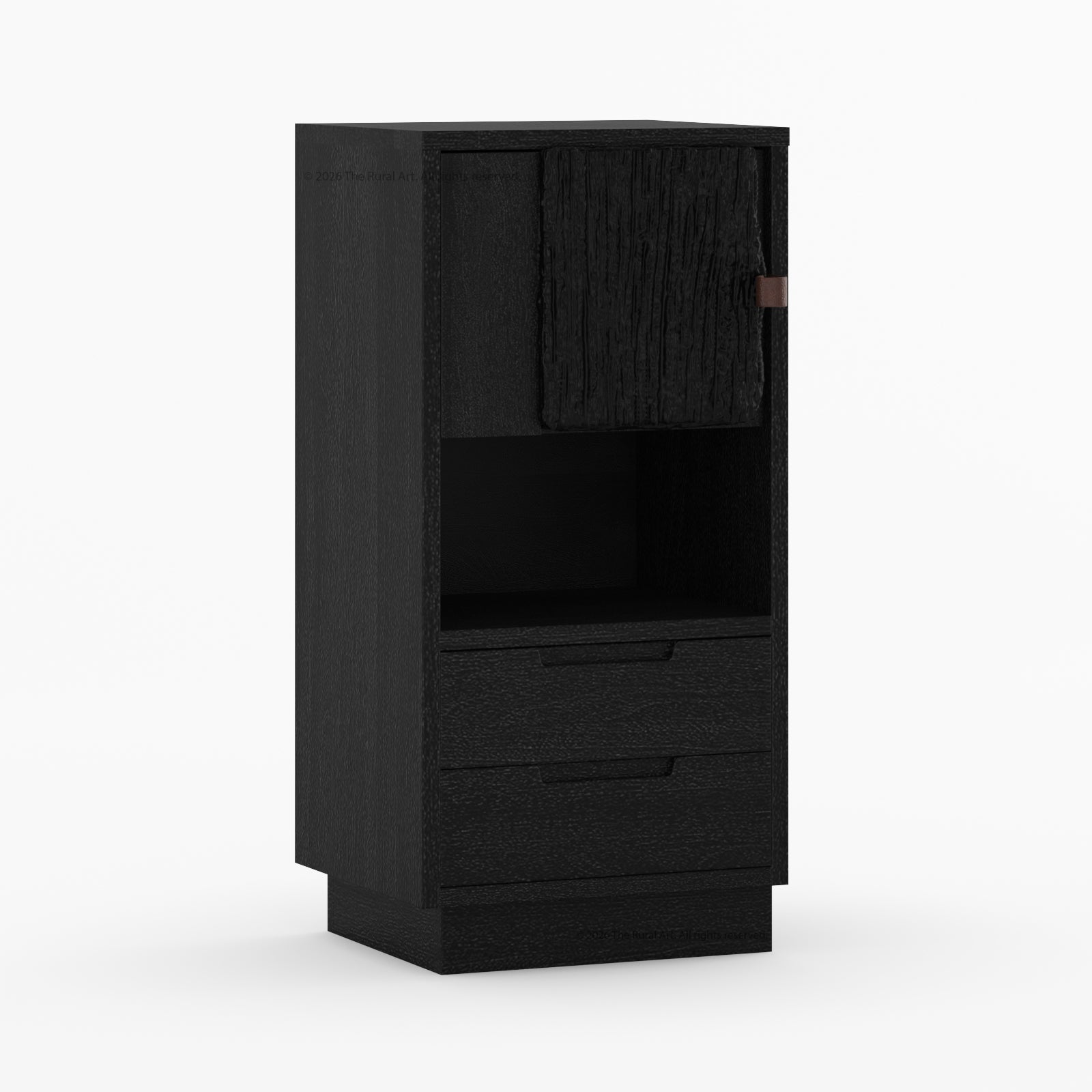 Nome Modern Solid Wood 3-Piece Bedroom Set with Attached Nightstands