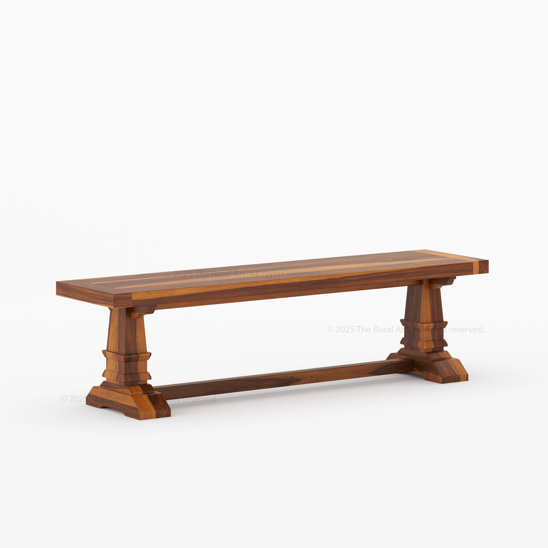 Roseville Dining Bench Solid Wood Trestle Base with Sculpted Details