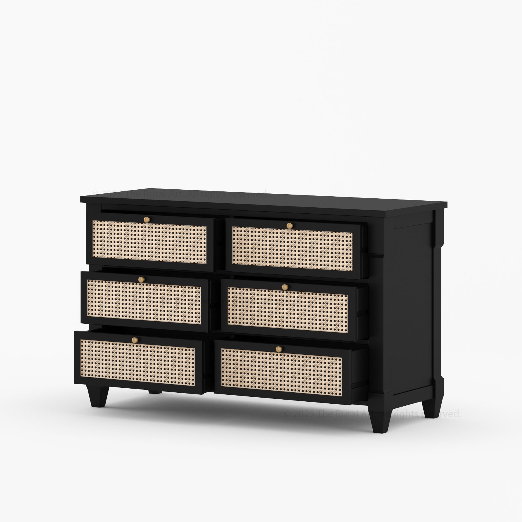 Hayward Solid Wood & Cane Six Drawer Dresser